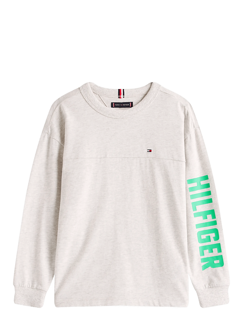 Tommy Hilfiger - HILFIGER SLEEVE GRAPHIC TEE LS - sweatshirts - grey heather - 1