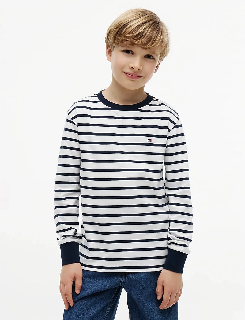 Tommy Hilfiger - STRIPE T-SHIRT LS - long-sleeved t-shirts - navy stripe - 0