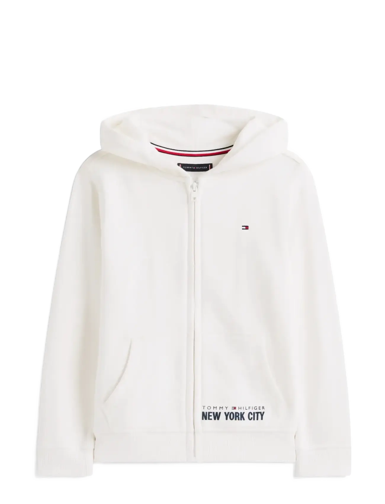NYC PRINT ZIPTHROUGH HOODIE - IVORY SILK