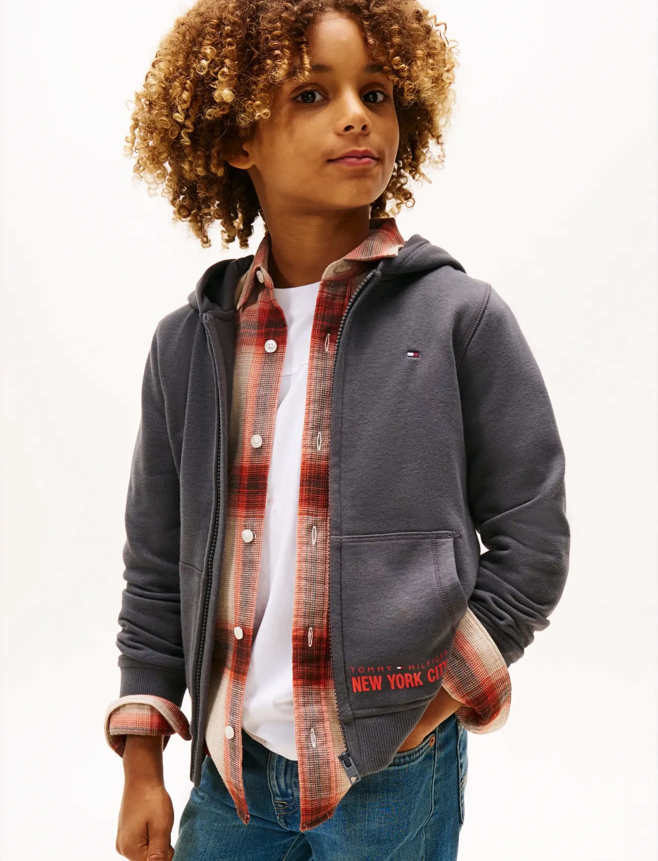 Tommy Hilfiger NYC PRINT ZIPTHROUGH HOODIE - Hættetrøjer - WASHED BLACK / grey