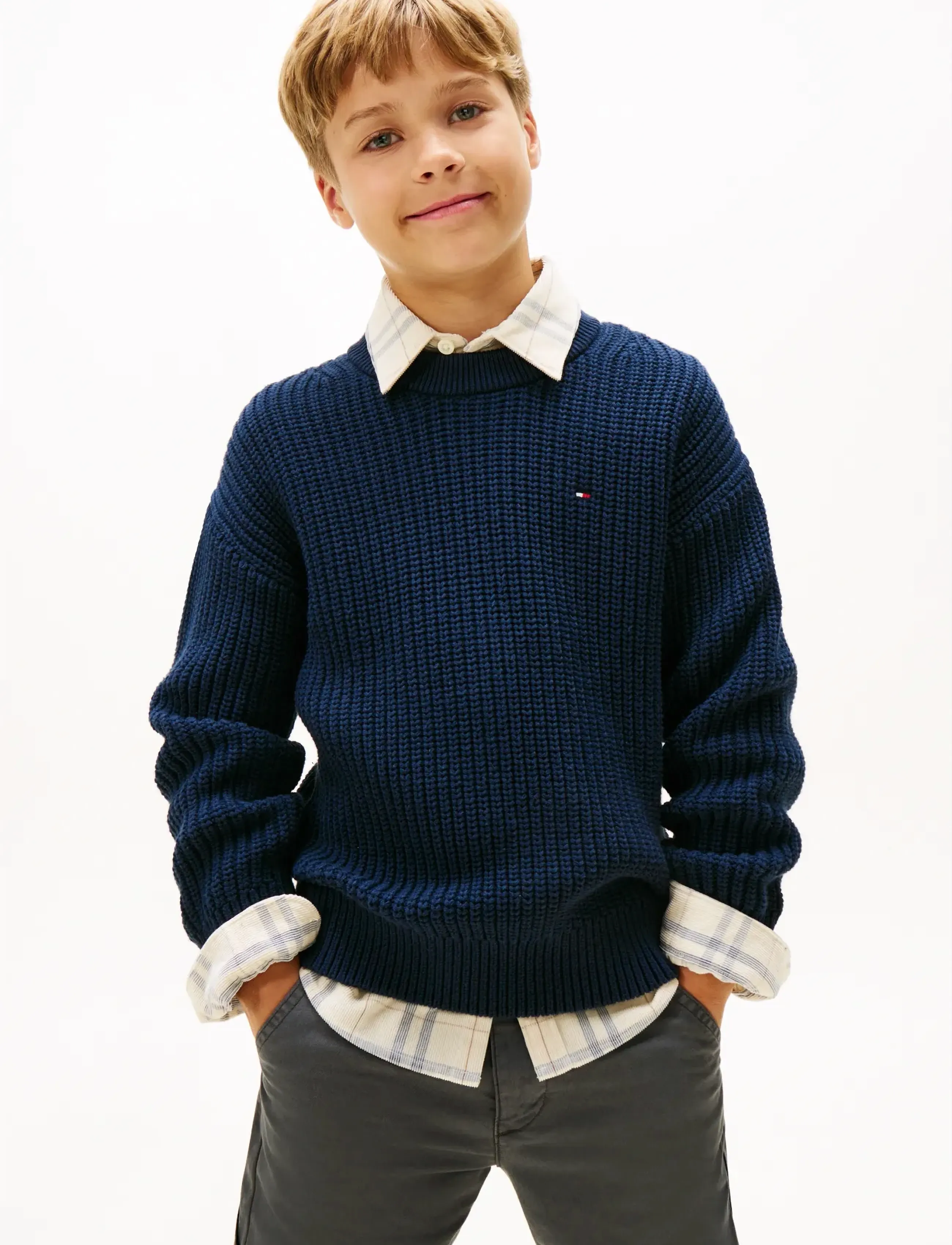 Tommy Hilfiger HALF CARDIGAN C-NECK SWEATER - Neuleet - DARK NIGHT NAVY / navy