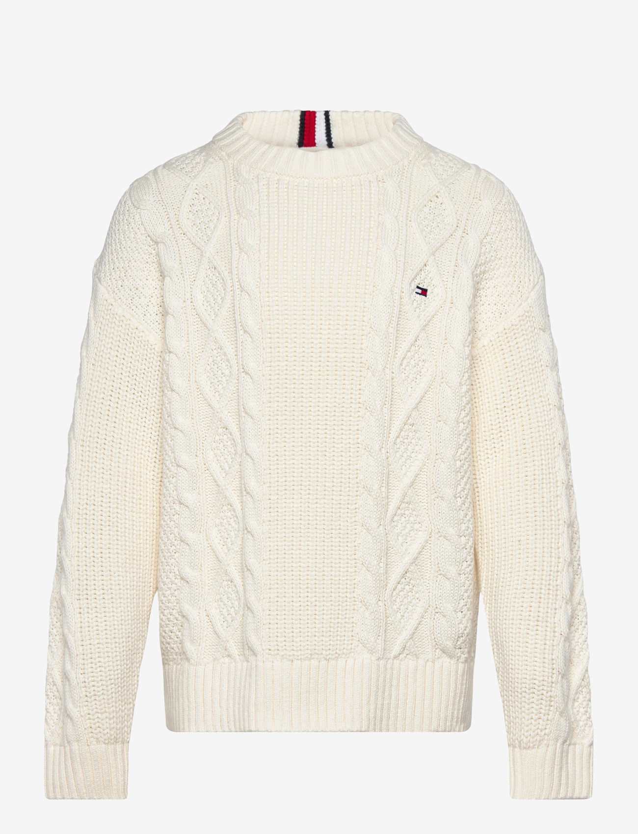 Tommy Hilfiger - COTTON CABLE MIX GRAPHIC SWEATER - stickade tröjor - ivory silk - 1