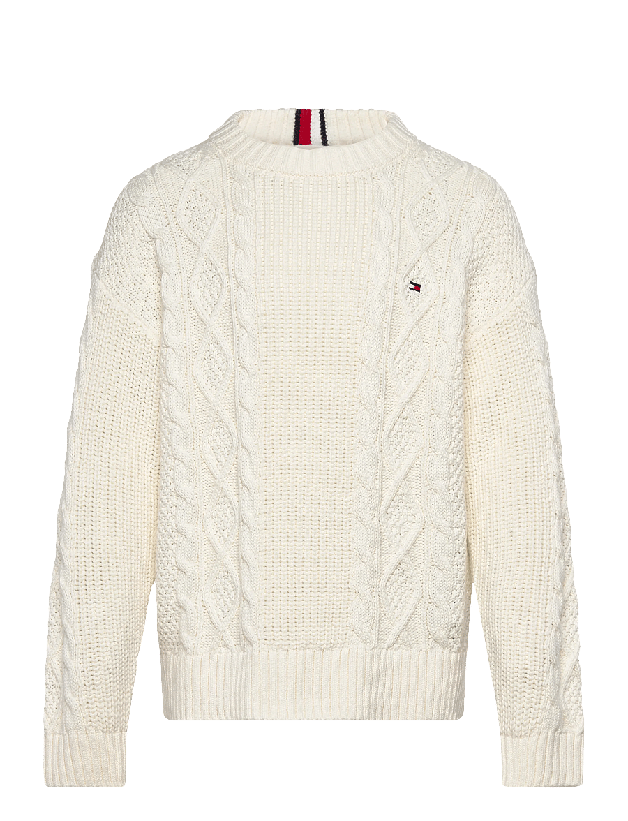 Tommy Hilfiger - COTTON CABLE MIX GRAPHIC SWEATER - stickade tröjor - ivory silk - 1