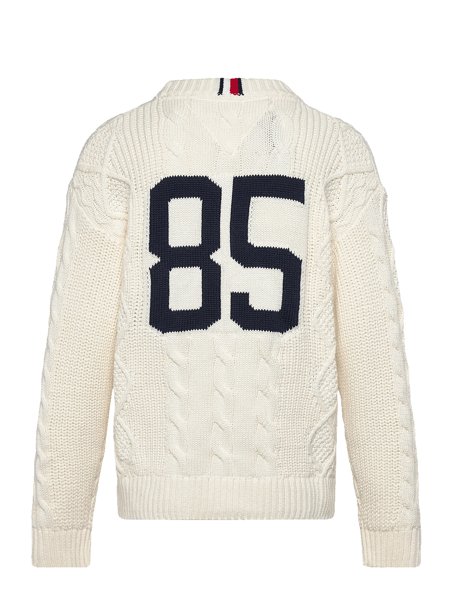 Tommy Hilfiger - COTTON CABLE MIX GRAPHIC SWEATER - stickade tröjor - ivory silk - 2