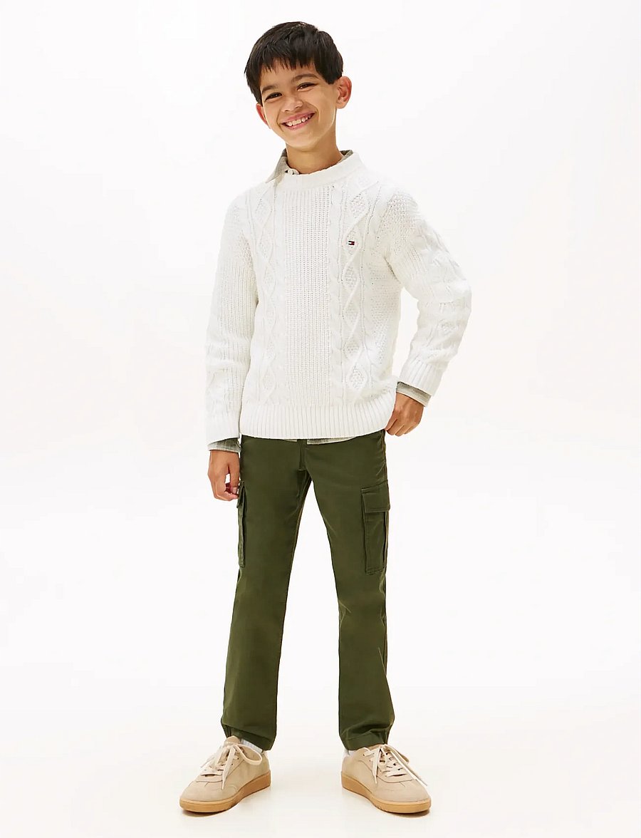 Tommy Hilfiger - COTTON CABLE MIX GRAPHIC SWEATER - stickade tröjor - ivory silk - 3