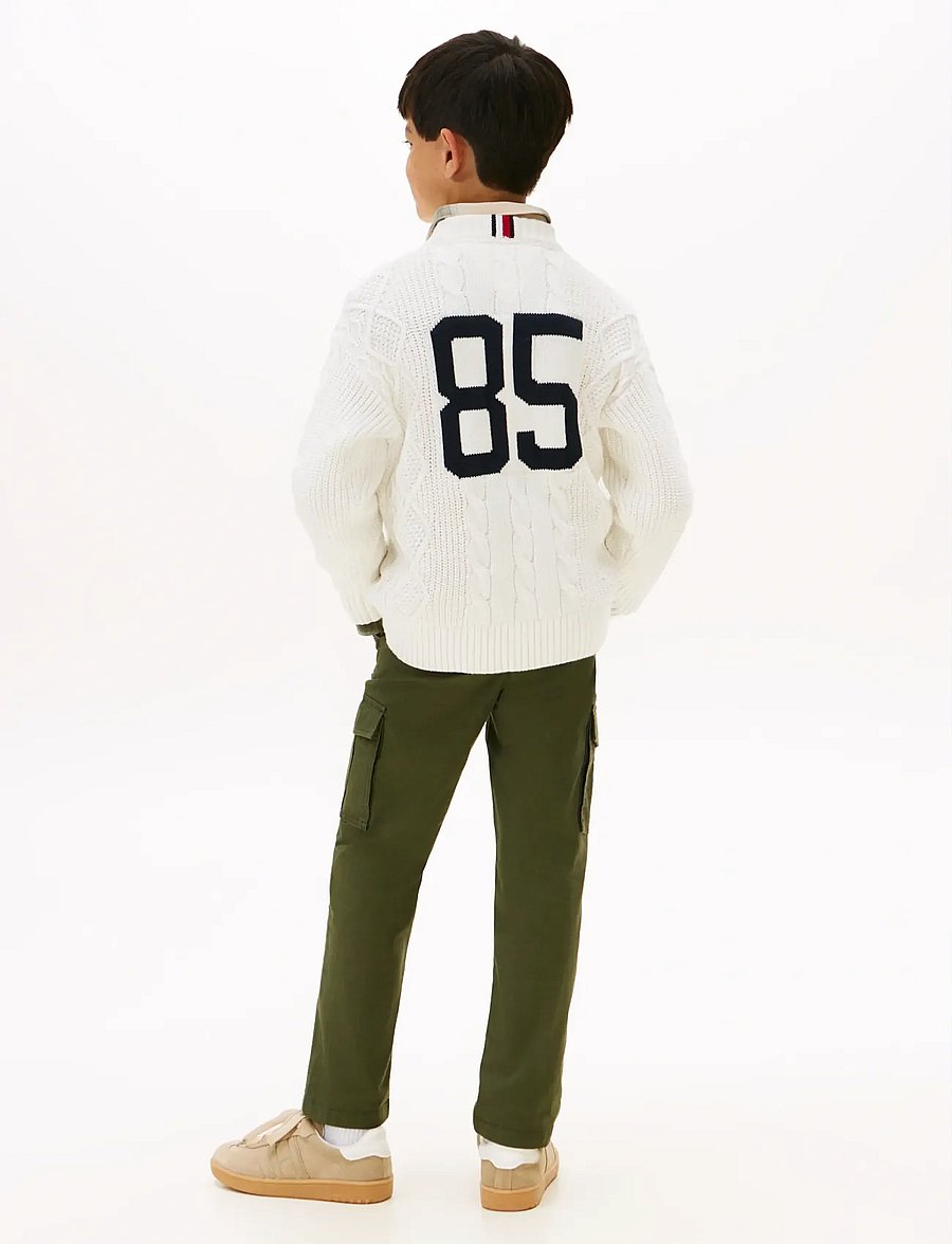Tommy Hilfiger - COTTON CABLE MIX GRAPHIC SWEATER - stickade tröjor - ivory silk - 4