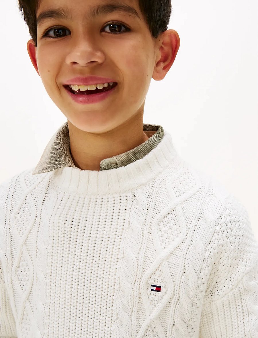 Tommy Hilfiger - COTTON CABLE MIX GRAPHIC SWEATER - stickade tröjor - ivory silk - 5