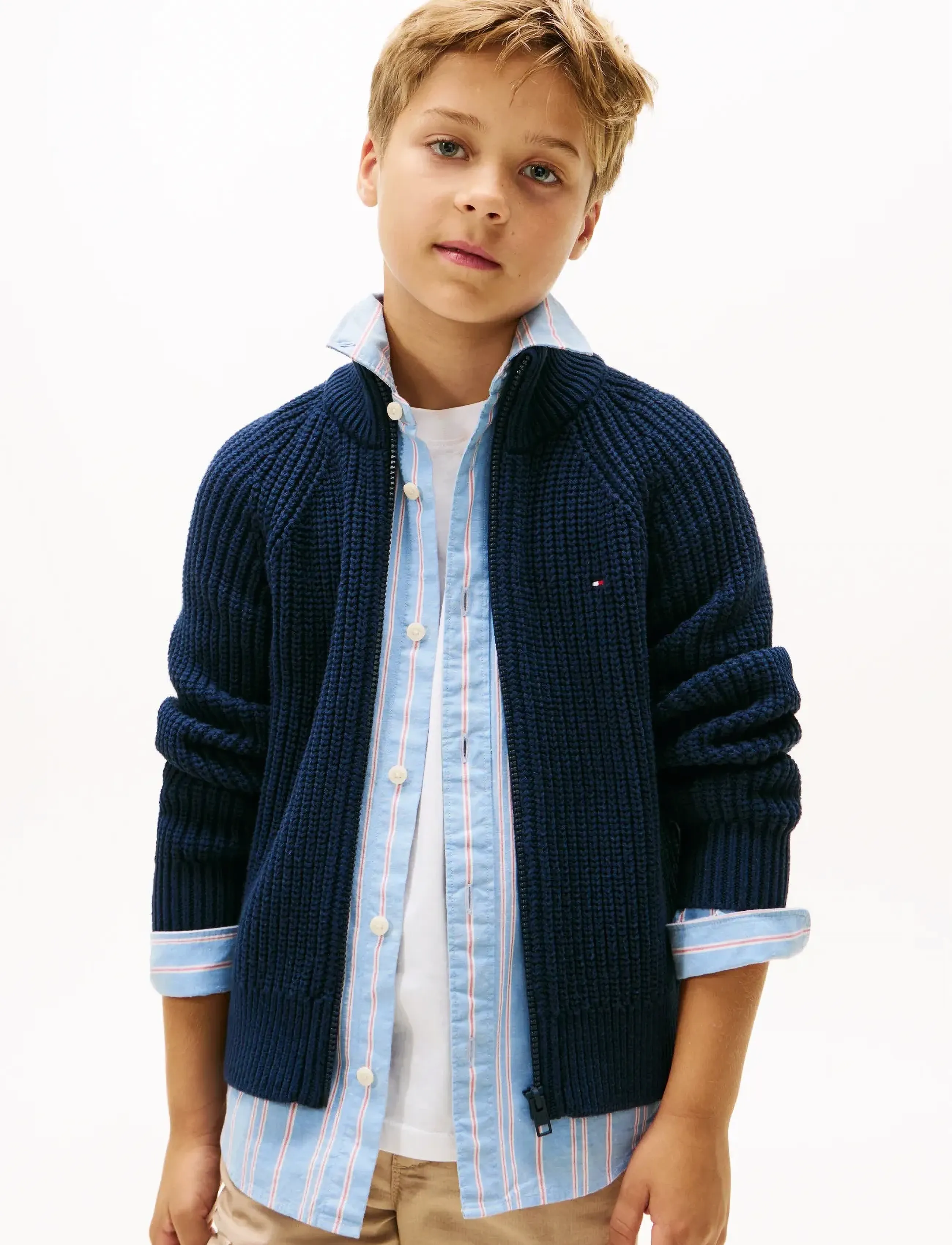 Tommy Hilfiger HALF CARDIGAN FULL ZIP SWEATER - Overdele - DARK NIGHT NAVY / navy