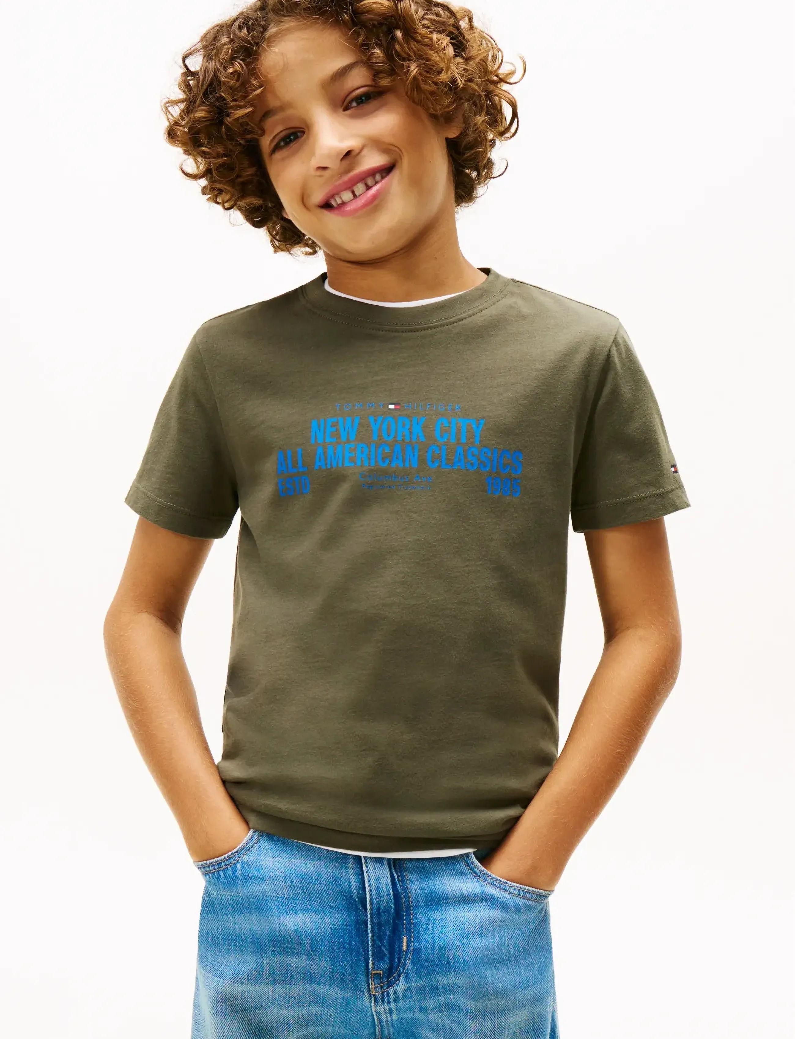 Tommy Hilfiger NYC PRINT GRAPHIC TEE SS - Tøj - PEWTER GREEN / khaki/green