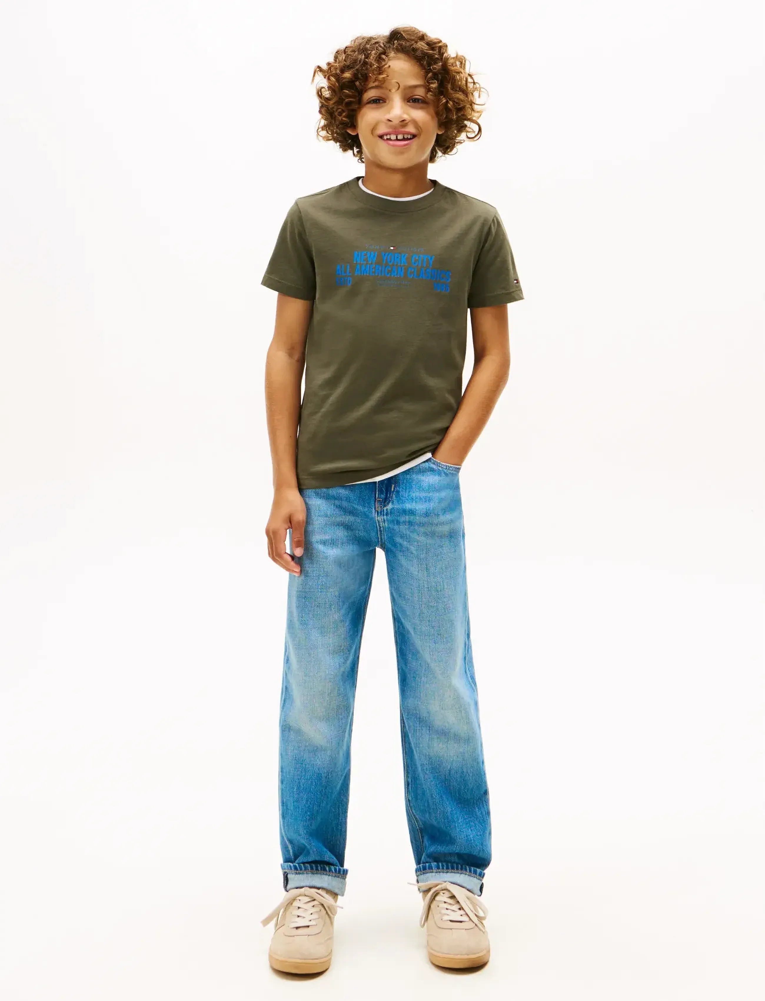 Tommy Hilfiger - NYC PRINT GRAPHIC TEE SS - kortærmede t-shirts - pewter green - 3