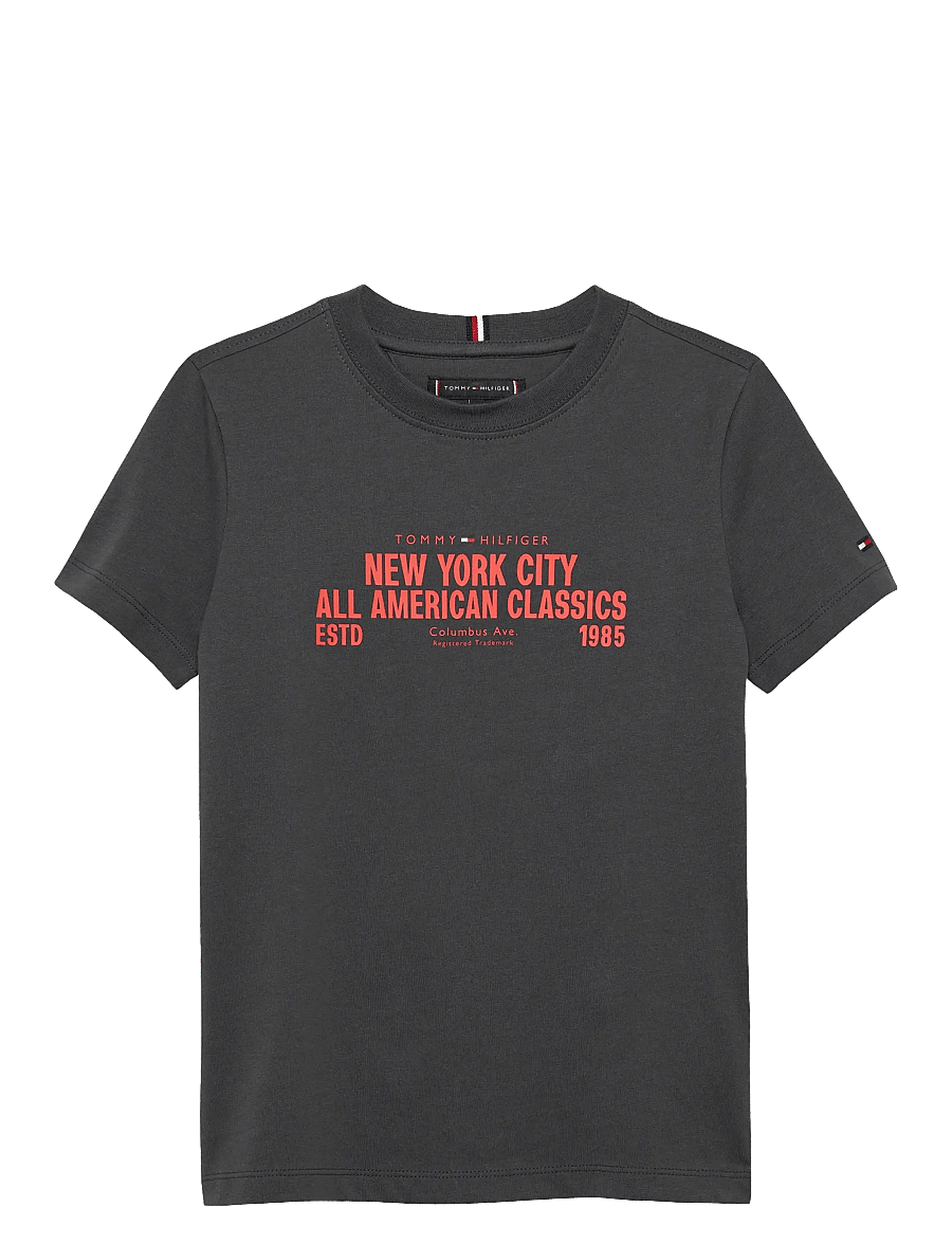 Tommy Hilfiger - NYC PRINT GRAPHIC TEE SS - kortærmede t-shirts - washed black - 1