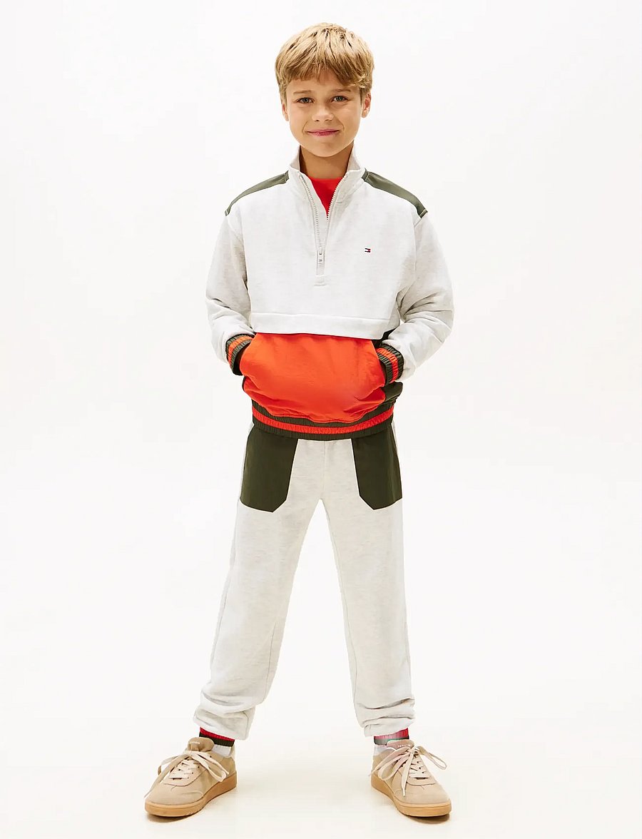 Tommy Hilfiger - FABRIC MIX CLRBLOCK SWEATPANTS - jogginghosen - light grey heather colourblock - 0
