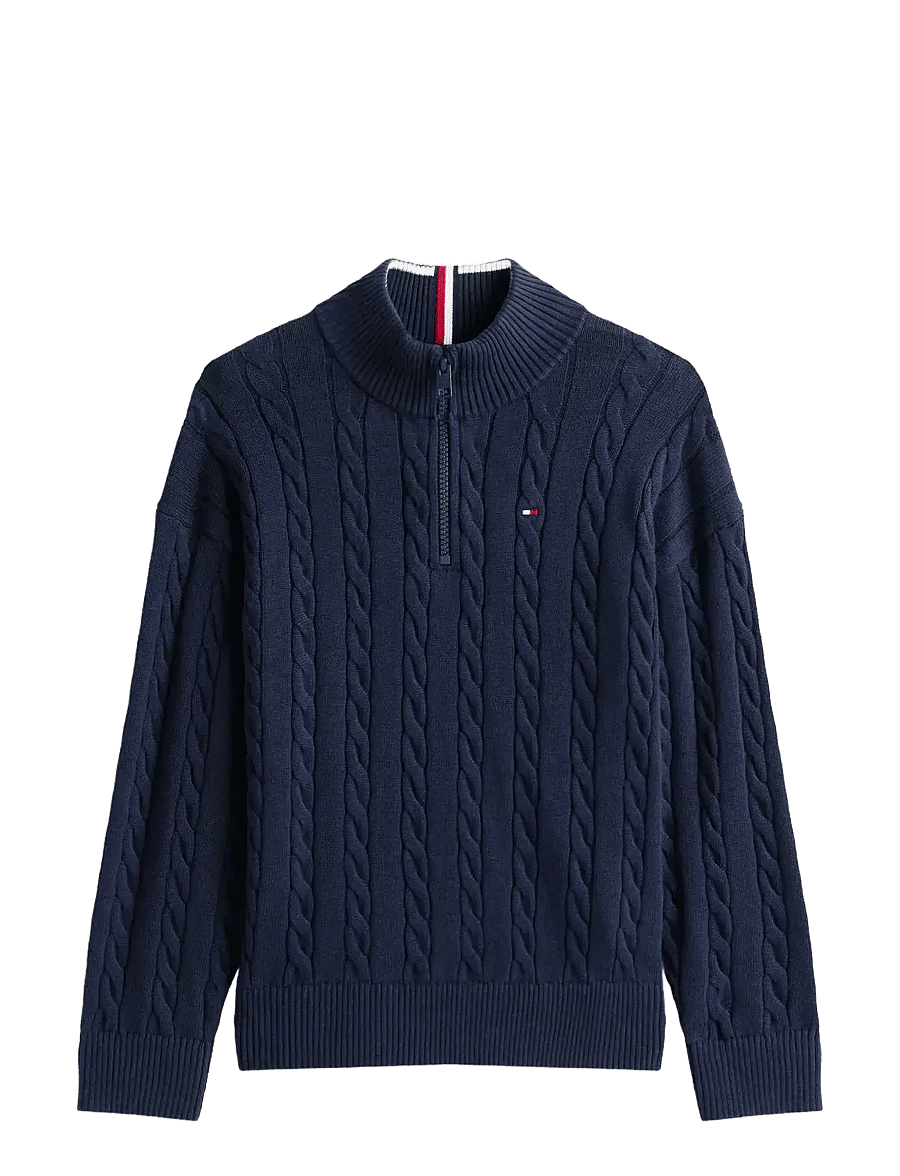 Tommy Hilfiger - COTTON CABLE HALF ZIP SWEATER - pullover - dark night navy - 1
