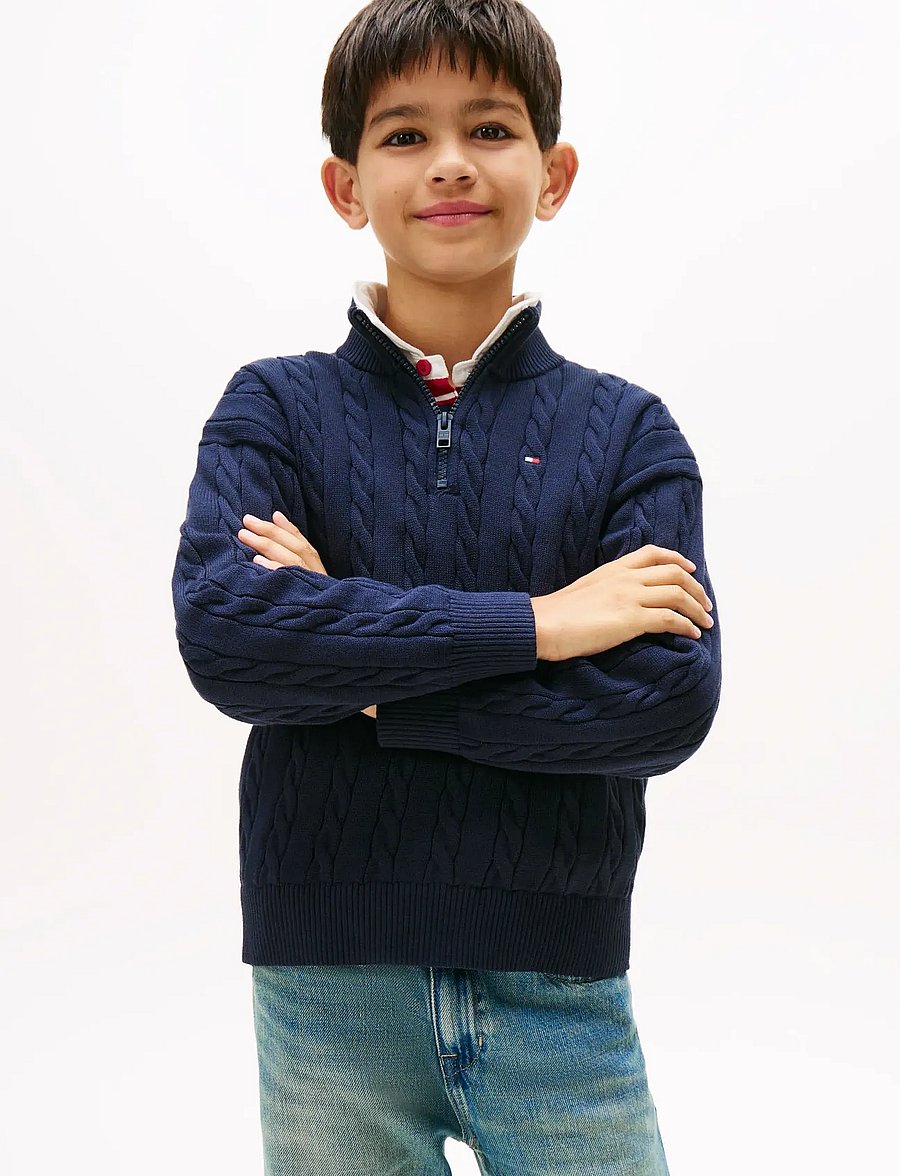 Tommy Hilfiger - COTTON CABLE HALF ZIP SWEATER - pullover - dark night navy - 0