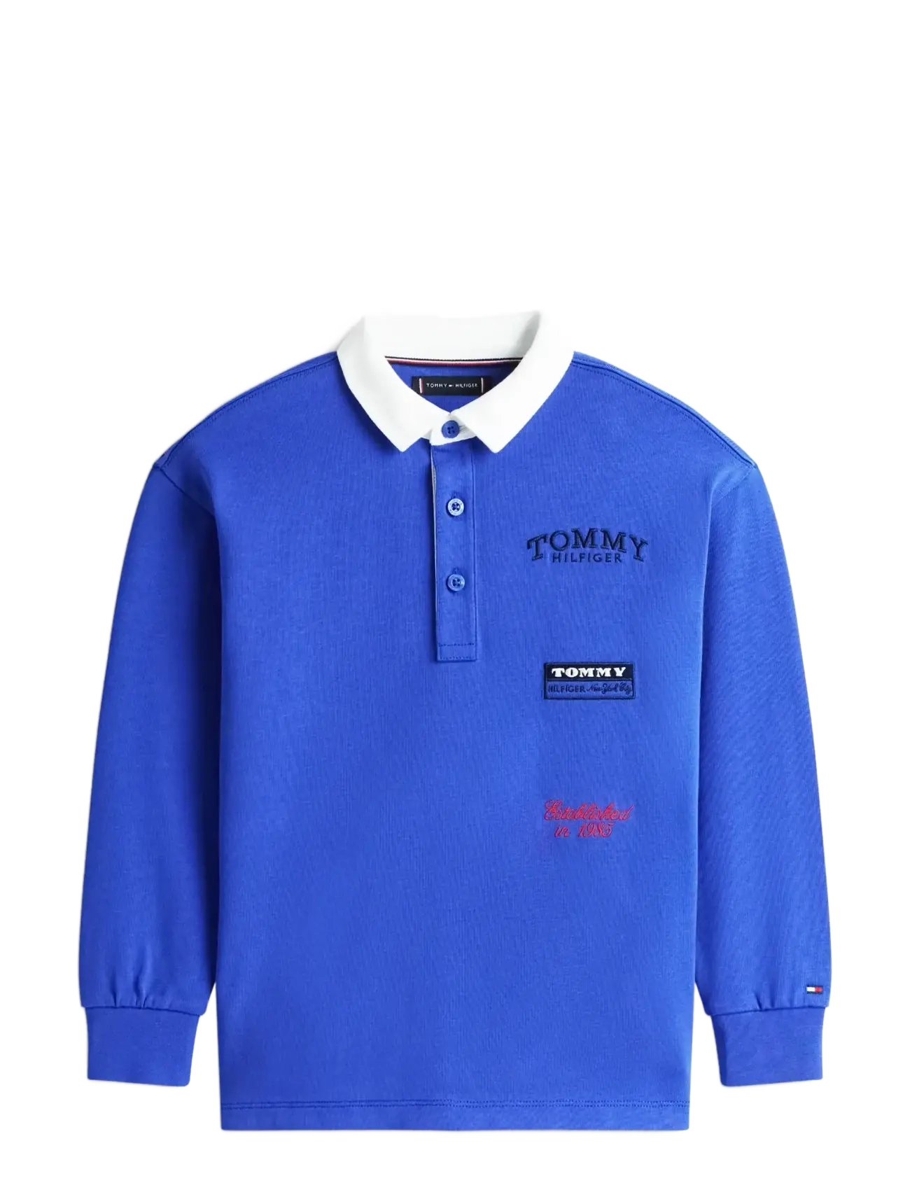 TOMMY HILFIGER Multi Print Polo Ls Blau - 140 - Kinder