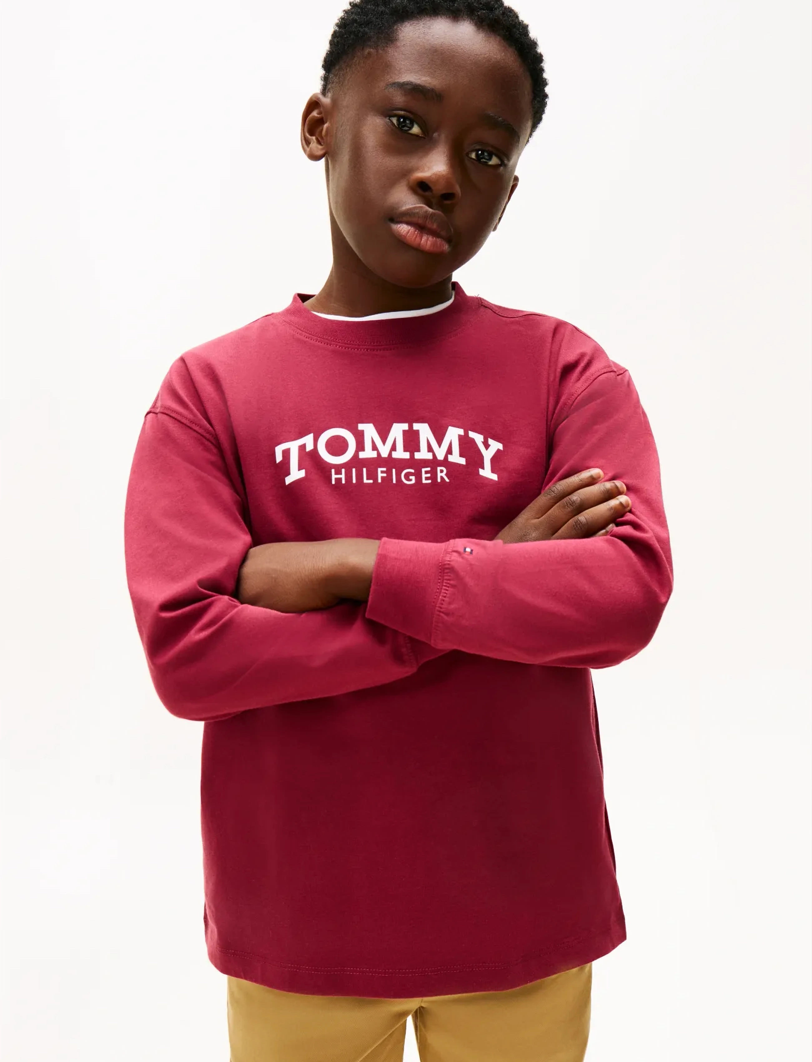 Tommy Hilfiger MONOTYPE PRINT T-SHIRT LS - Tøj - RICH CHERRY / burgundy