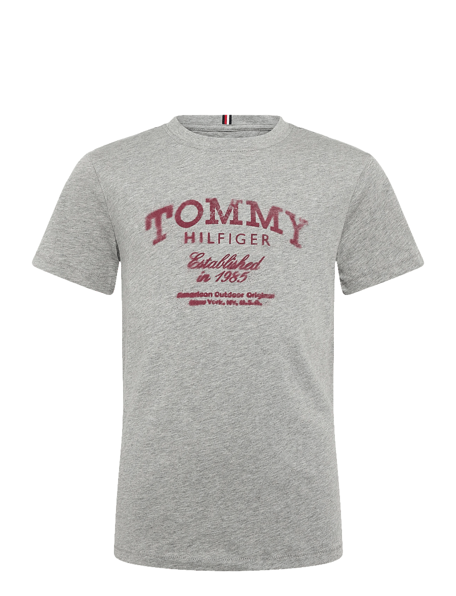 Tommy Hilfiger - TOMMY FADED PRINT T-SHIRT SS - kurzärmelige - mid grey heather - 0