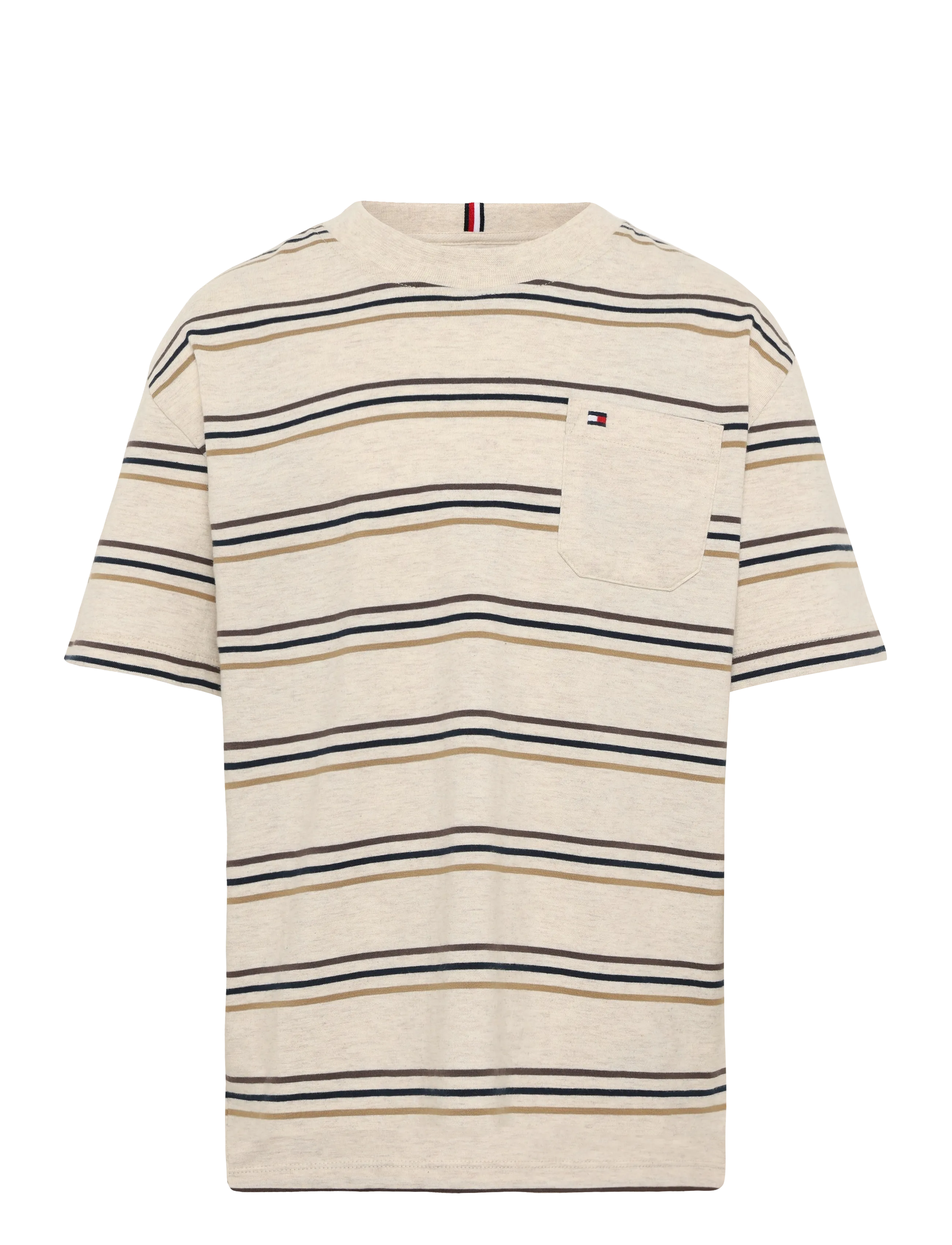 Tommy Hilfiger HEATHER STRIPE T-SHIRT SS - Kurzärmelige - GULF SAND STRIPE / beige