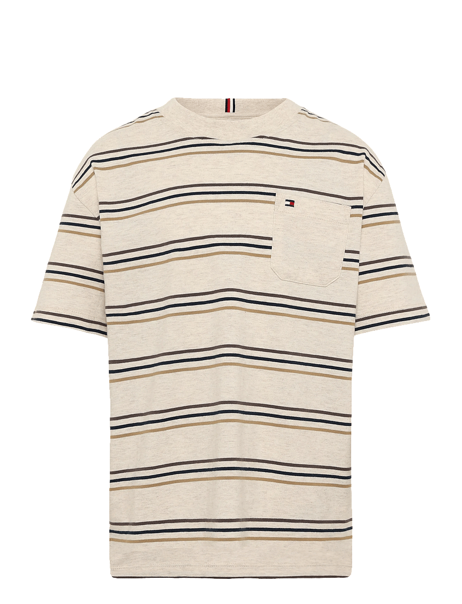 Tommy Hilfiger - HEATHER STRIPE T-SHIRT SS - marškinėliai trumpomis rankovėmis - gulf sand stripe - 0