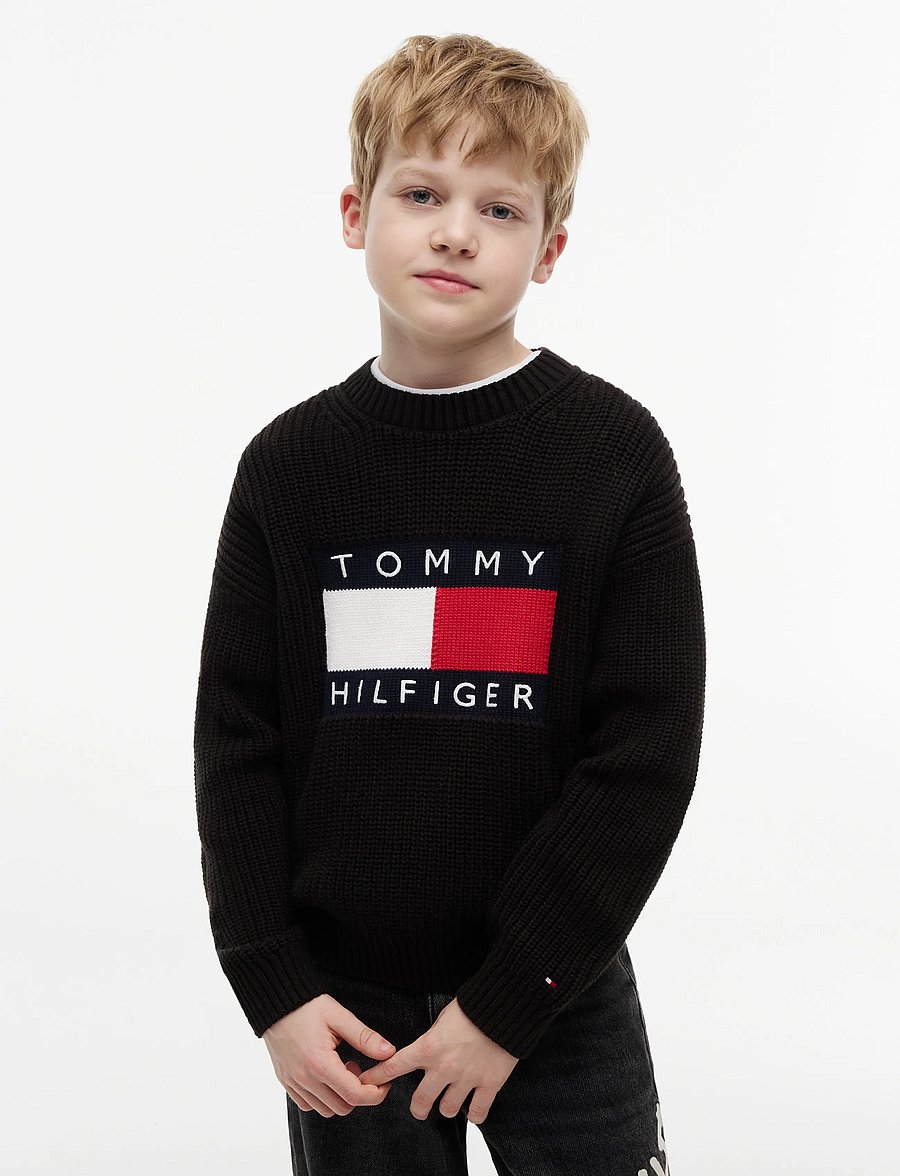 Tommy Hilfiger - HERITAGE FLAG SWEATER - pullover - black - 0