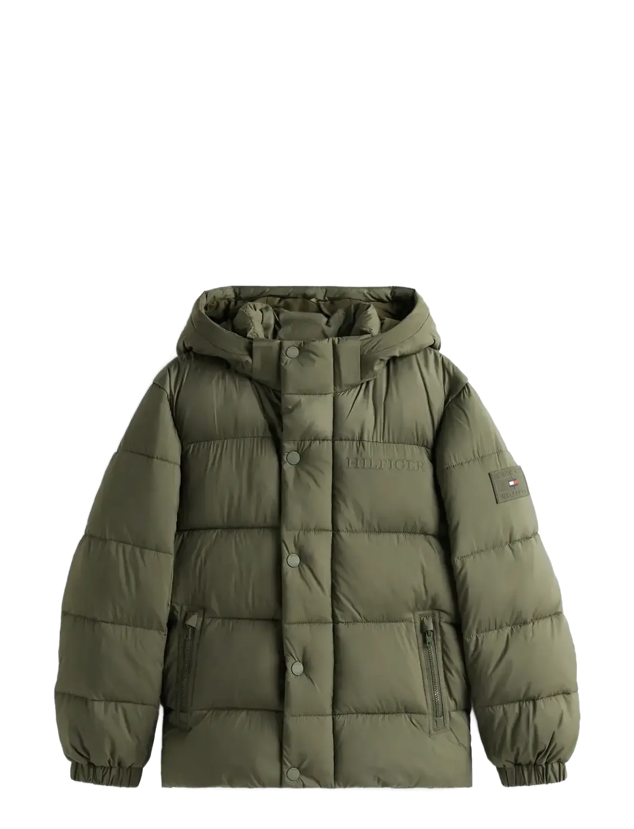 TOMMY HILFIGER Matt Und Shine Embossed Jacke Khaki - 128 - Kinder