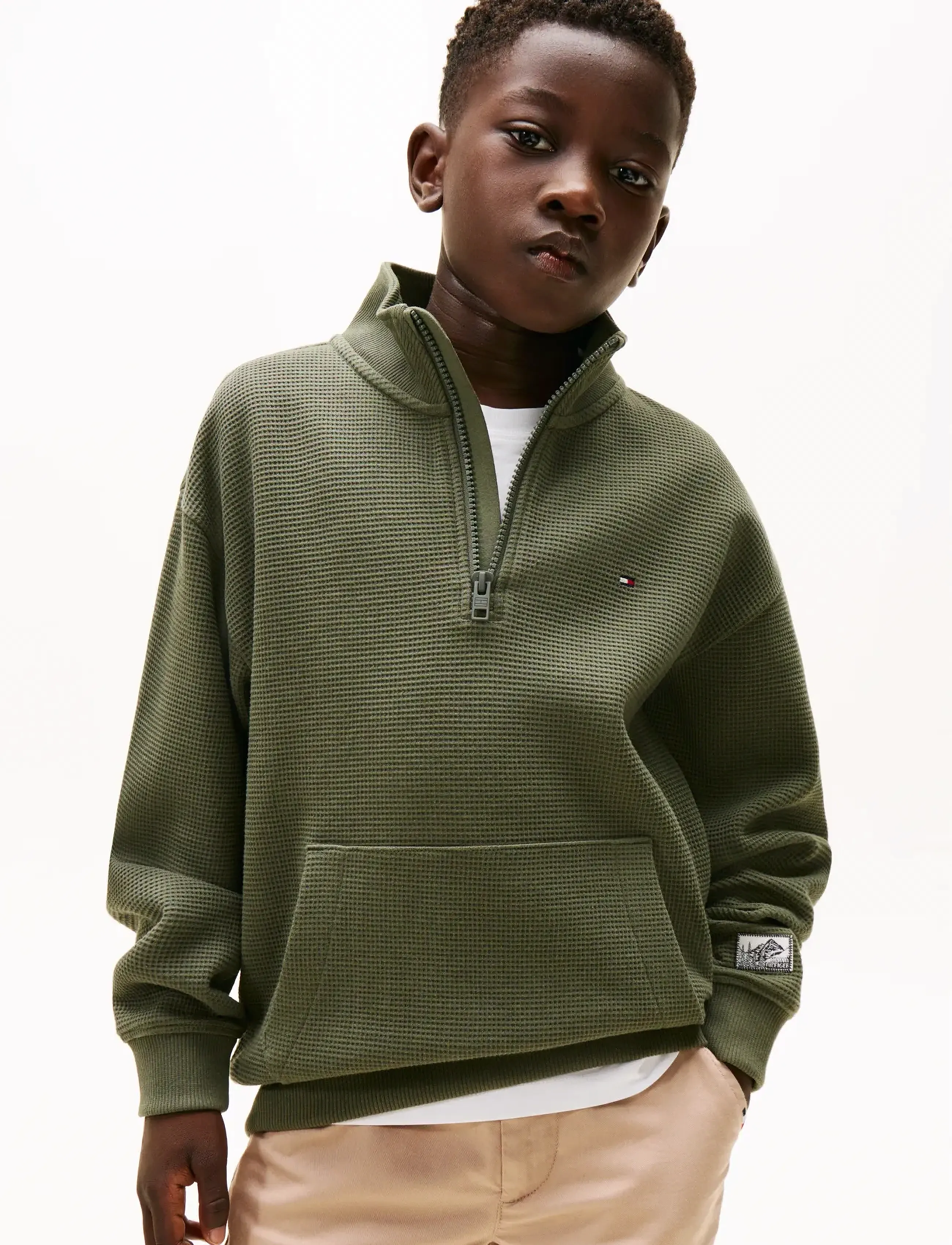 Tommy Hilfiger TEXTURE HALF ZIP SWEATSHIRT - Sweatshirts & Kapuzenpullover - PEWTER GREEN / khaki/green