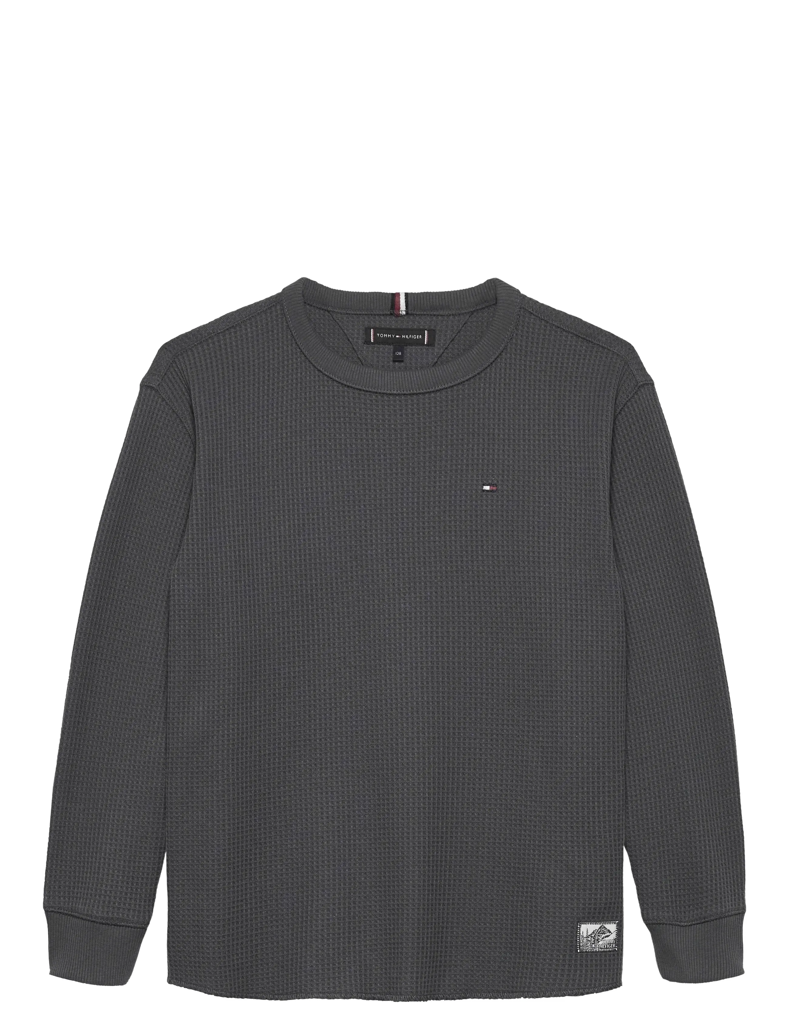 TOMMY HILFIGER Tetxured Waffle Tee Ls Grau - 128 - Kinder