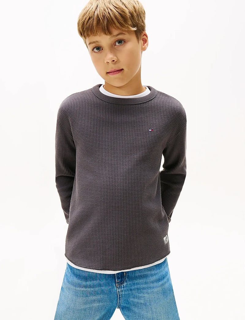 Tommy Hilfiger - TETXURED WAFFLE TEE LS - pullover - washed black - 0