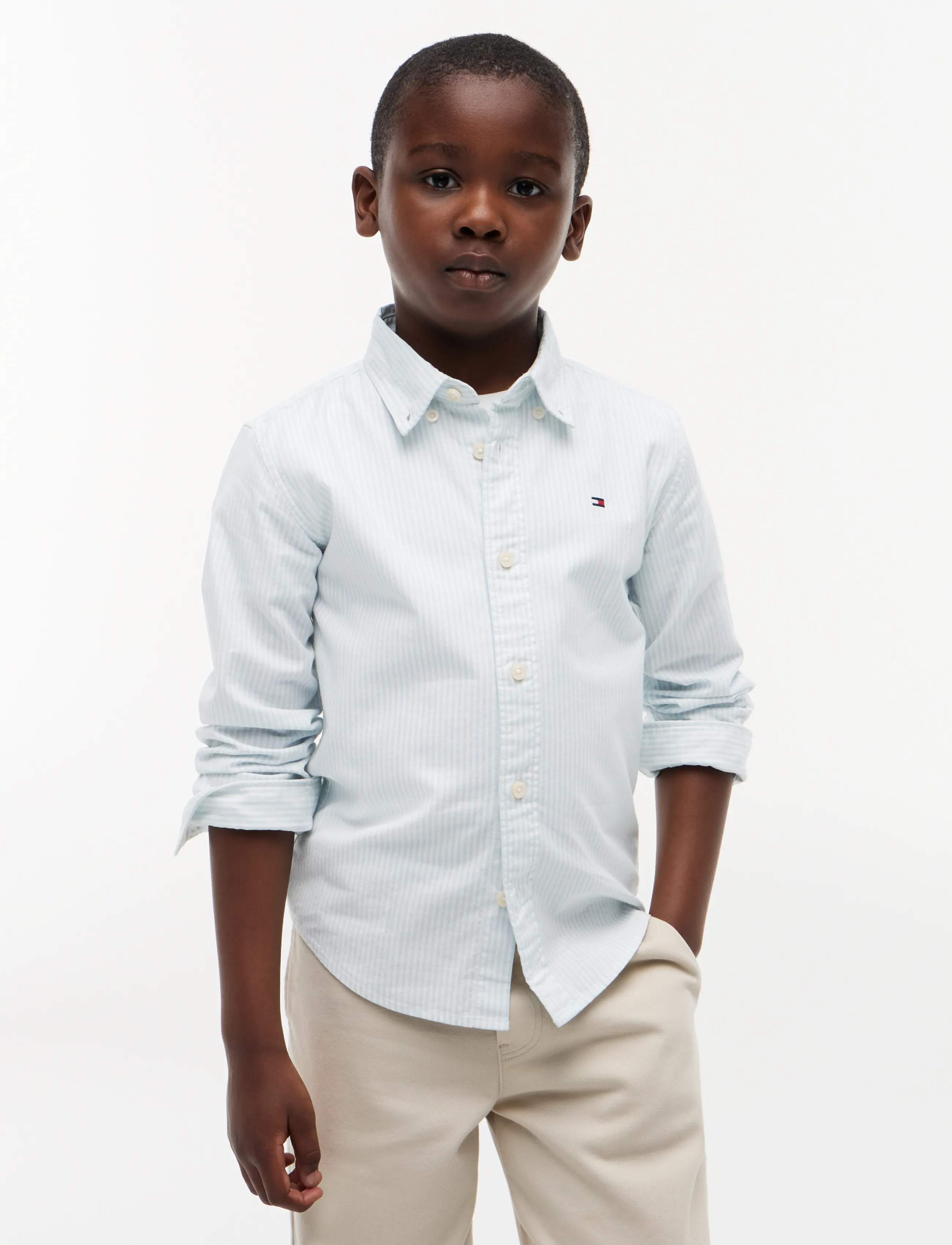 Tommy Hilfiger FLAG OXFORD SHIRT LS - Särgid - SKY BLUE STRIPES / blue