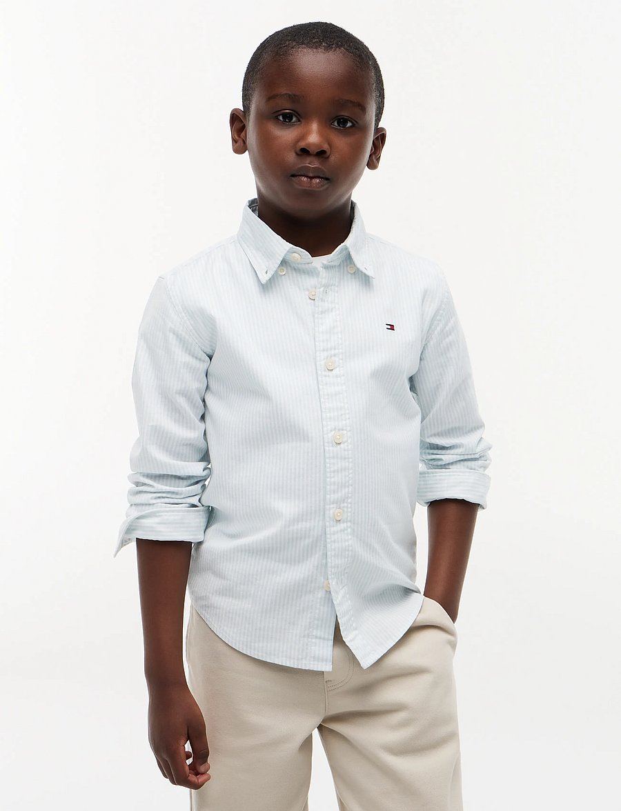 Tommy Hilfiger - FLAG OXFORD SHIRT LS - langärmlige hemden - sky blue stripes - 0