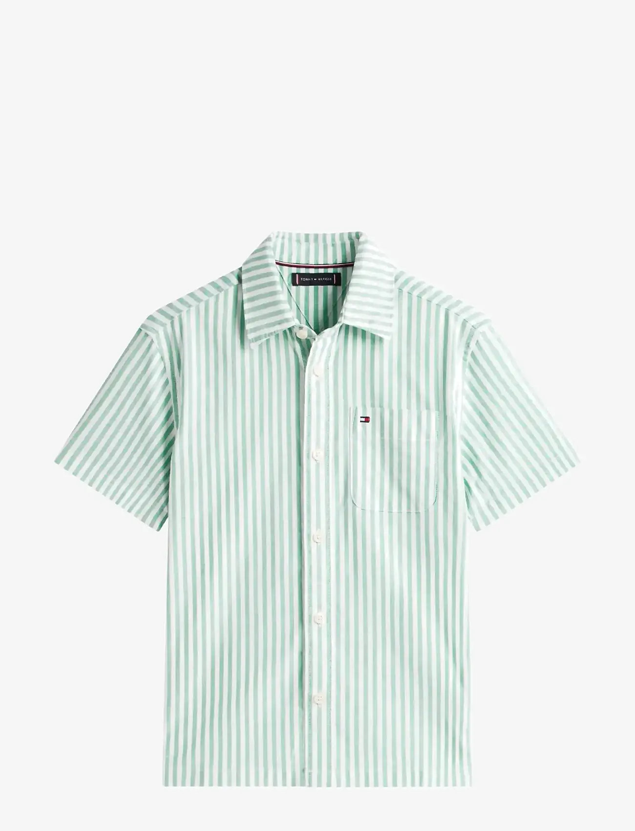 Tommy Hilfiger - FLEX ITHACA STRIPE SHIRT SS - kortærmede skjorter - bahama green stripe - 1
