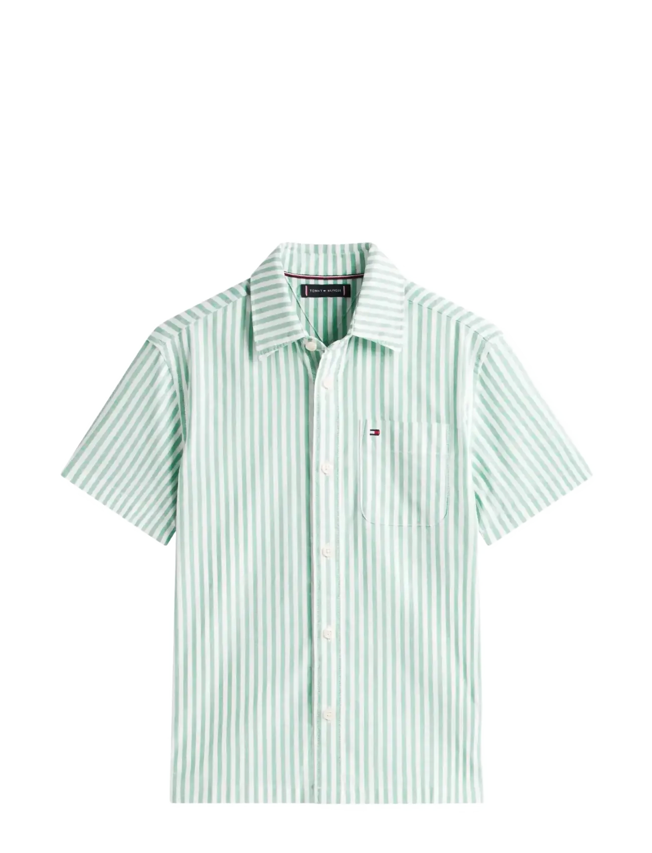 Tommy Hilfiger FLEX ITHACA STRIPE SHIRT SS - Skjorter - BAHAMA GREEN STRIPE / green