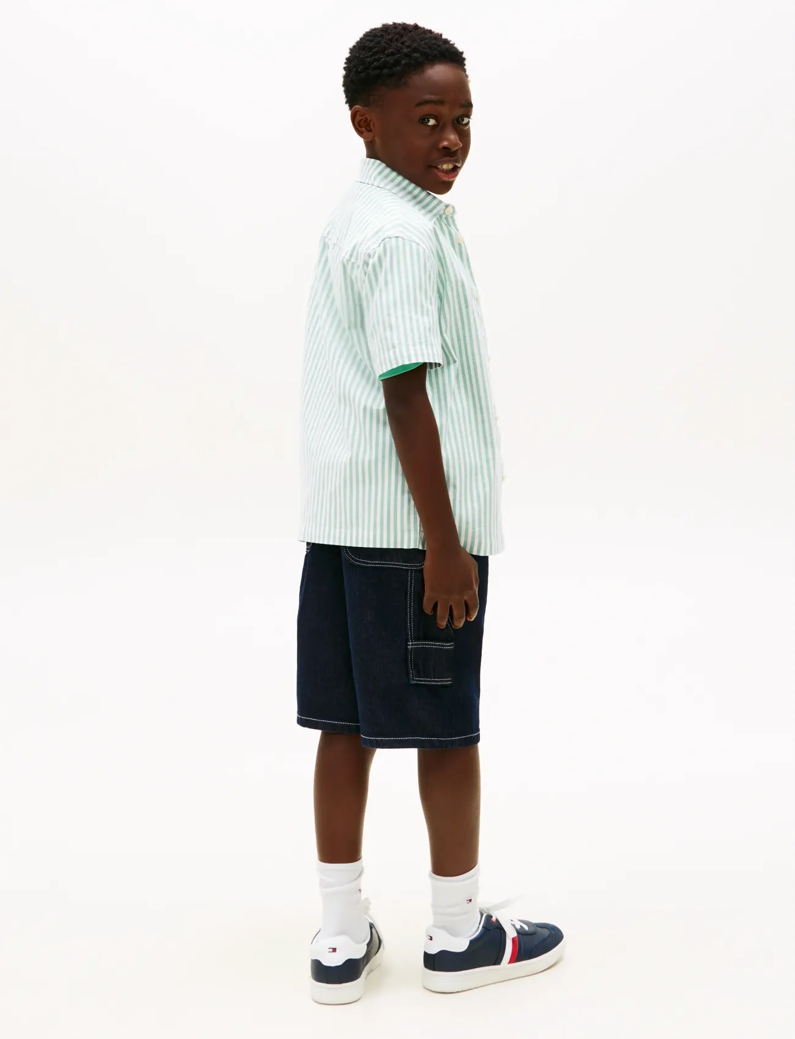 Tommy Hilfiger - FLEX ITHACA STRIPE SHIRT SS - kortärmade skjortor - bahama green stripe - 2