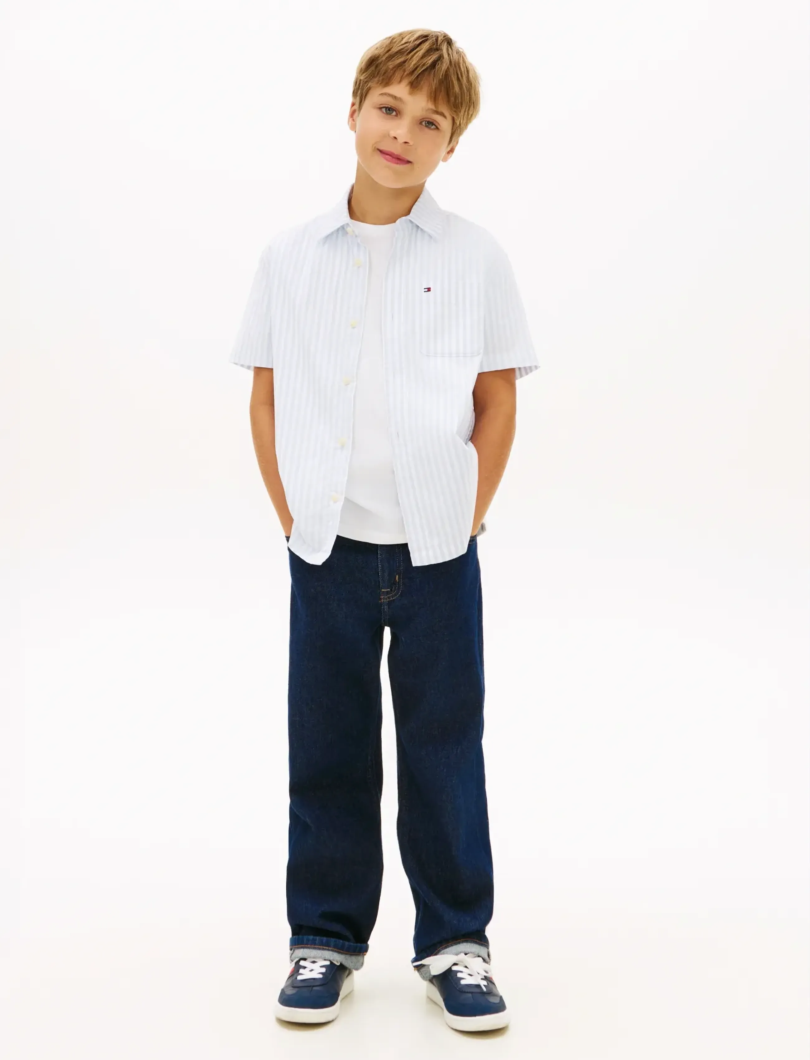 Tommy Hilfiger - FLEX ITHACA STRIPE SHIRT SS - kurzärmlige hemden - sweet blue stripe - 3