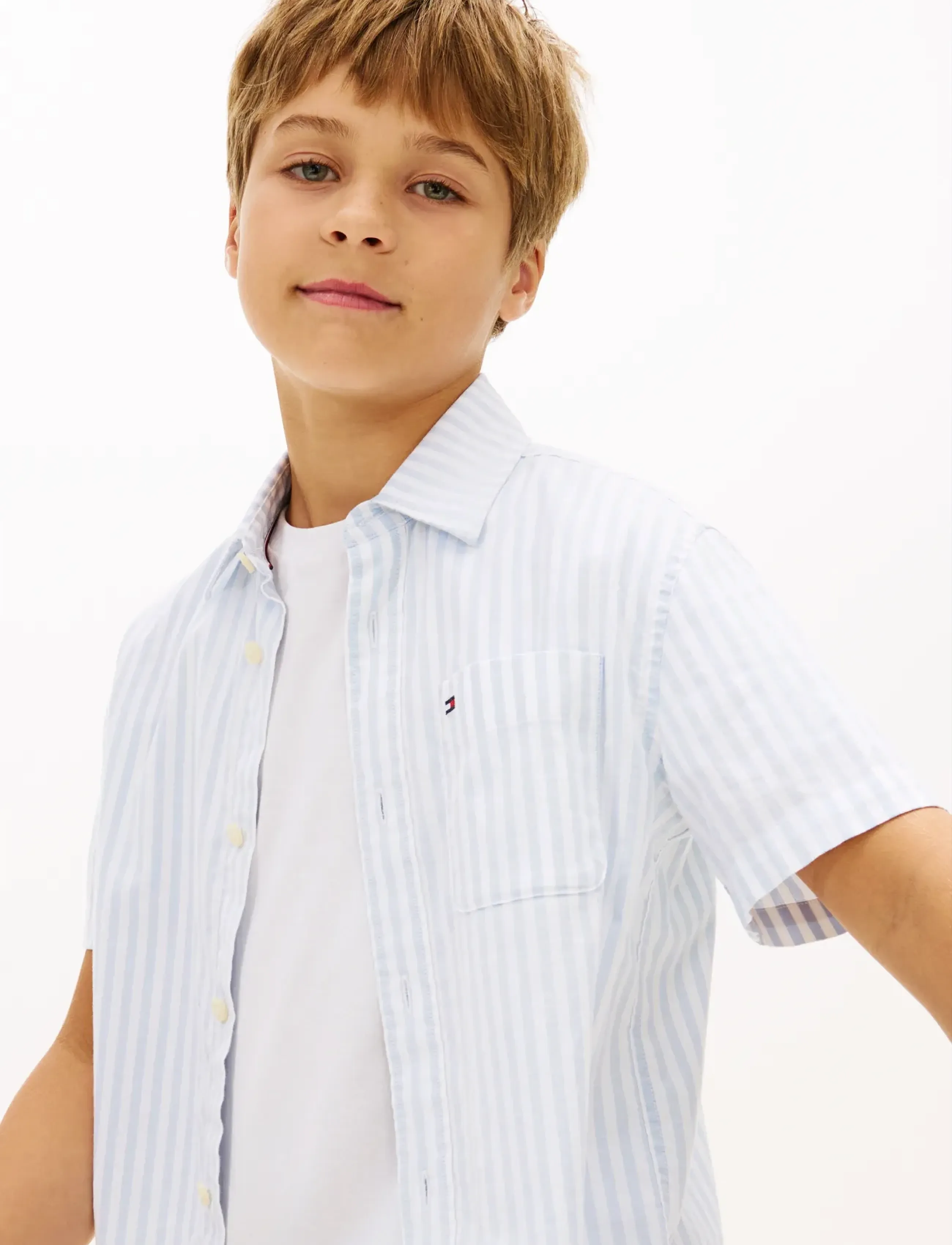 Tommy Hilfiger - FLEX ITHACA STRIPE SHIRT SS - kurzärmlige hemden - sweet blue stripe - 4