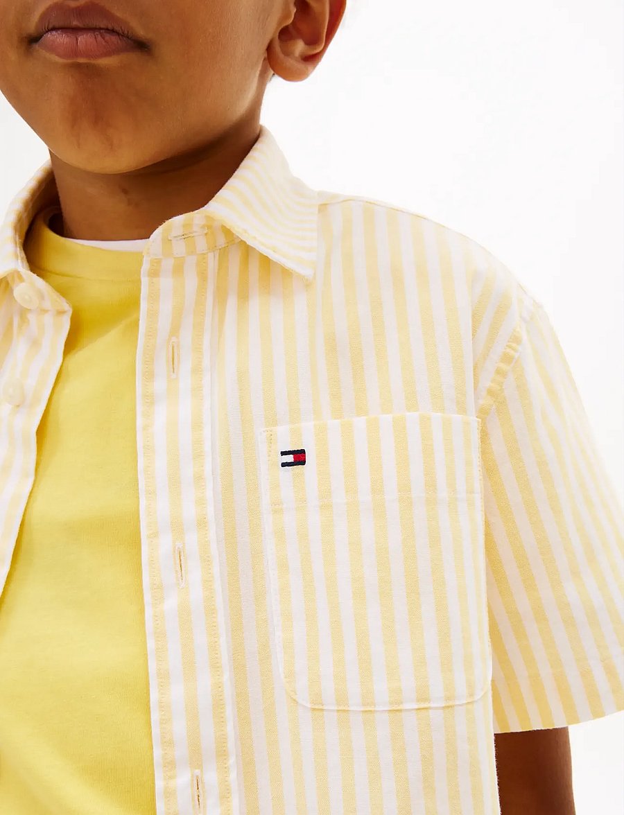 Tommy Hilfiger - FLEX ITHACA STRIPE SHIRT SS - lühikeste varrukatega särgid - yellow dahlia stripe - 4