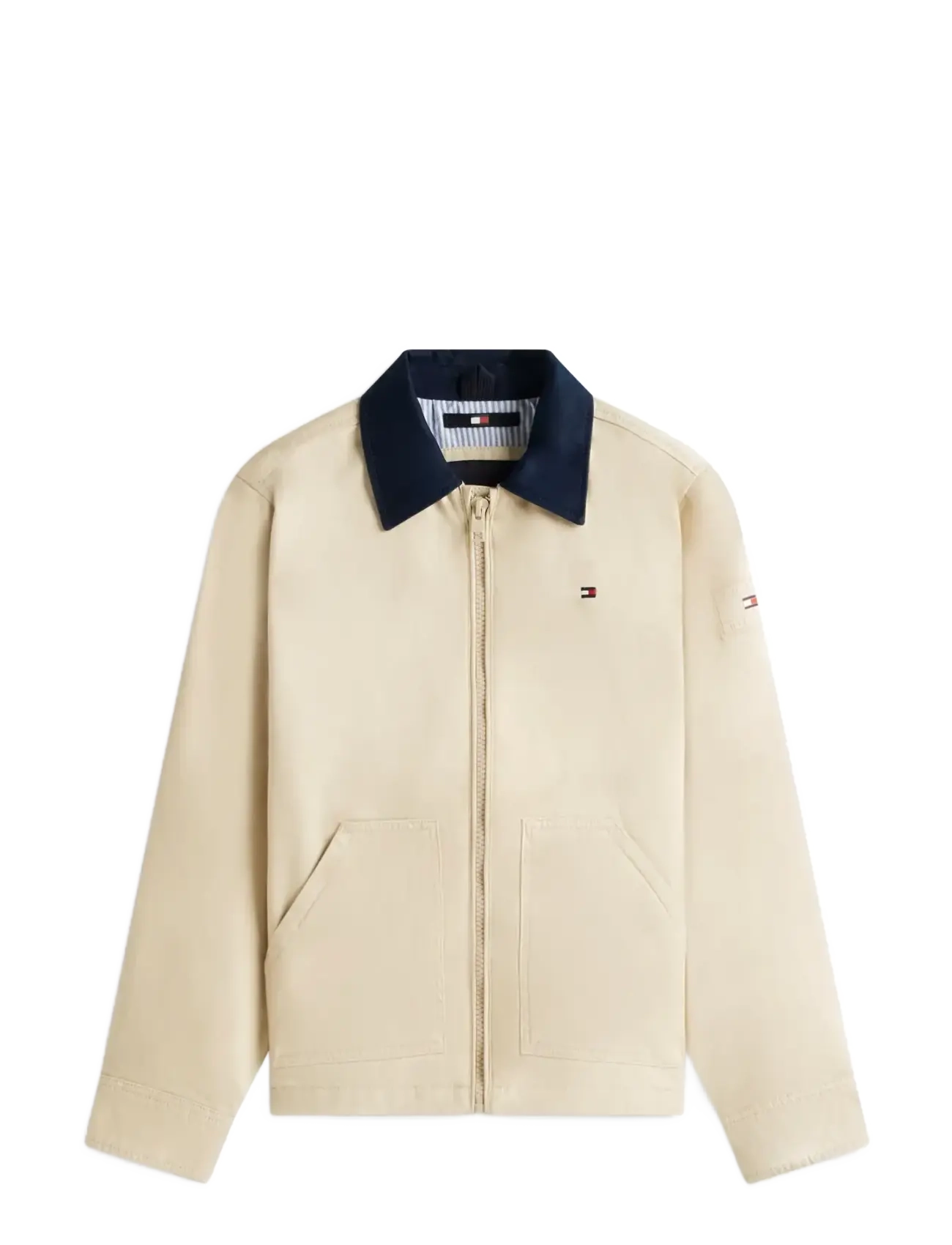 TOMMY HILFIGER Contrast Collar Baumwolle Jacke Beige - 122 - Kinder