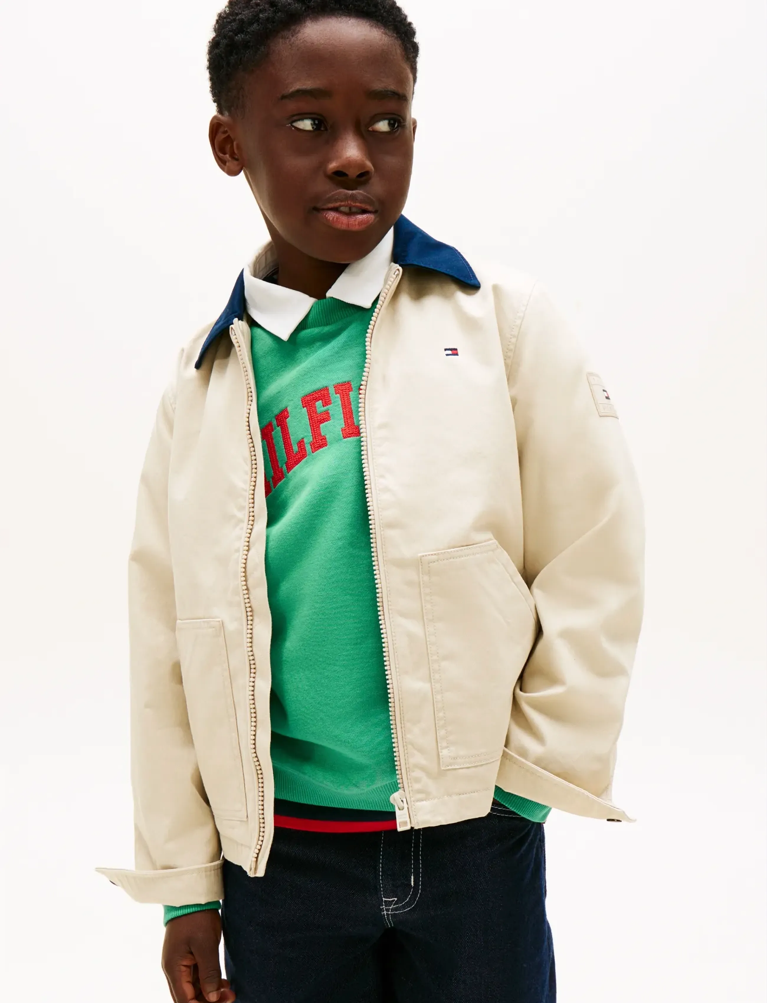 Tommy Hilfiger CONTRAST COLLAR COTTON JACKET - Ytterkläder - CLASSIC BEIGE / beige
