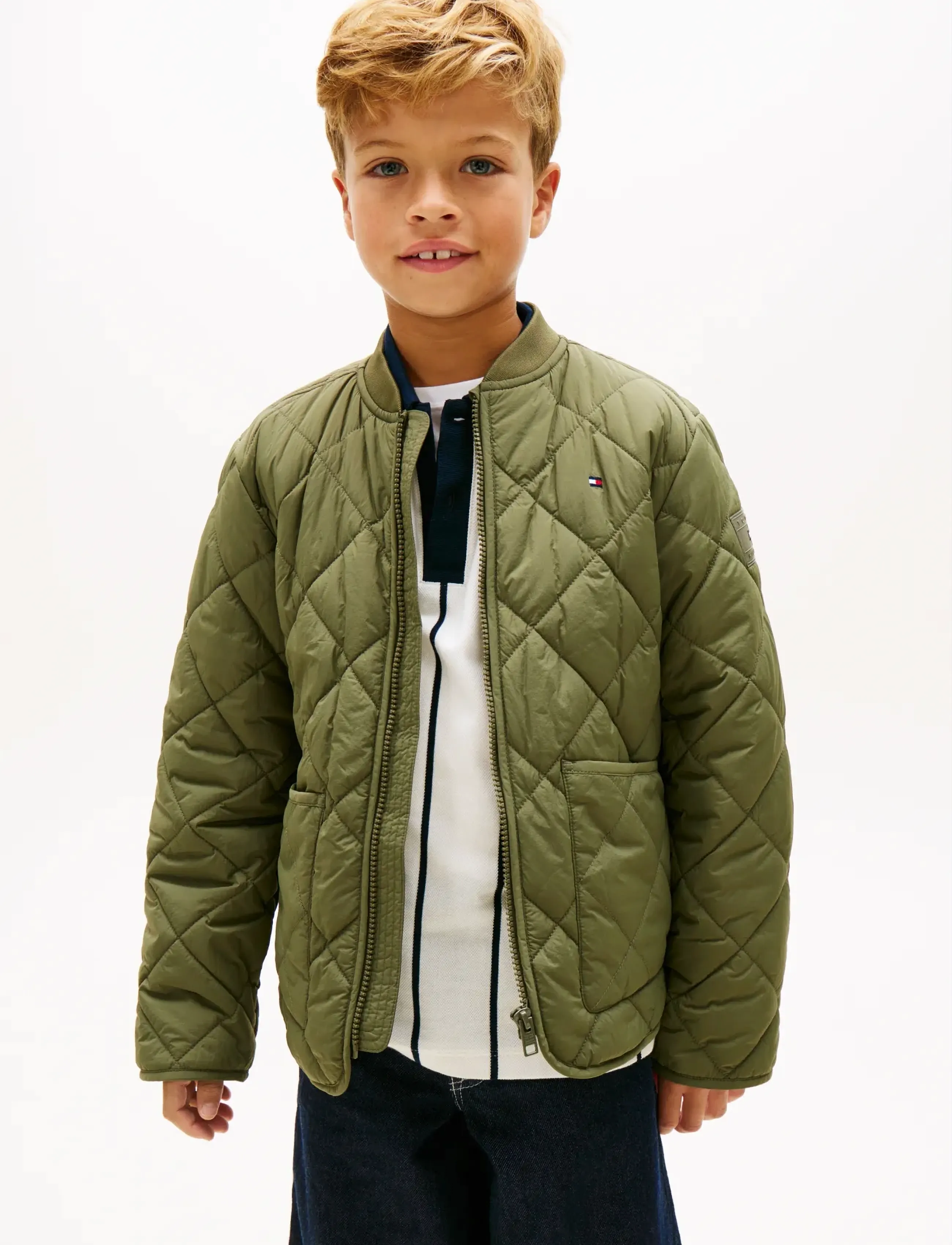 Tommy Hilfiger Quilted Light Weight Jacket, Børn, Quiltet Letvægtsjakke, Kakigrøn, Str: 164