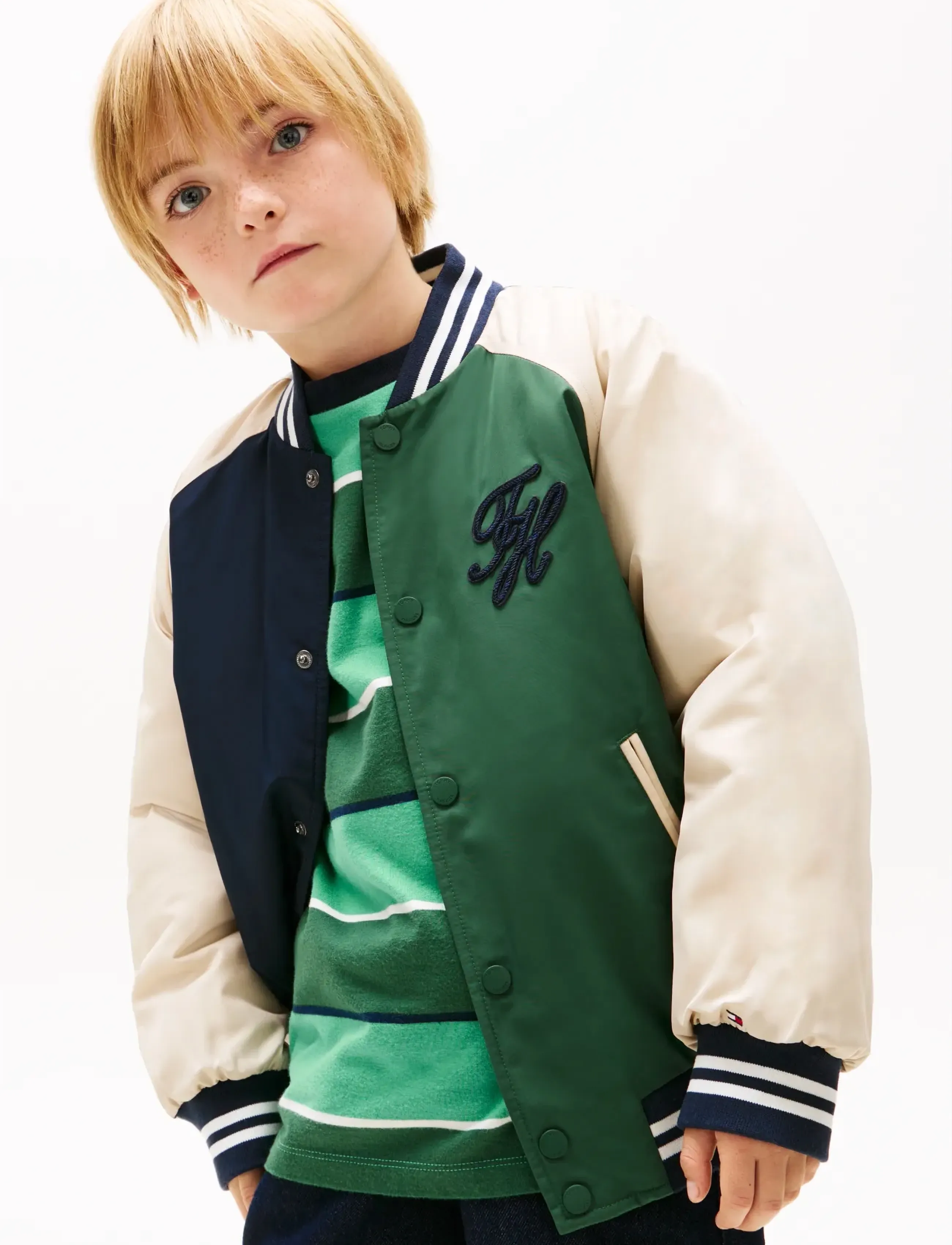 Tommy Hilfiger Th Script Graphic Bomber Jacket, 140, Jackets & Coats, Mehrfarbig/gemustert - Bomber, Kinder