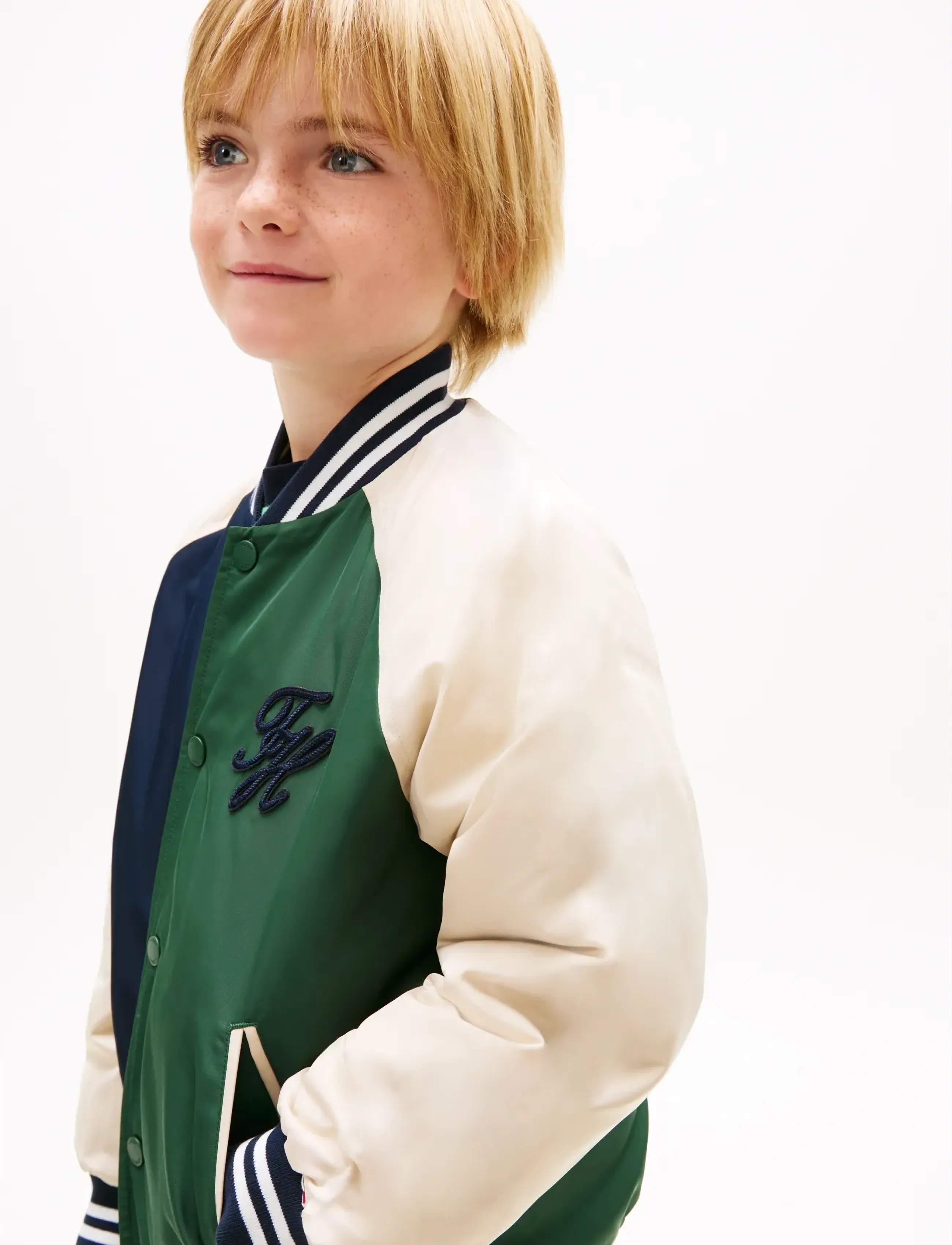 Tommy Hilfiger - TH SCRIPT GRAPHIC BOMBER JACKET - summer savings - dark night navy colourblock - 4