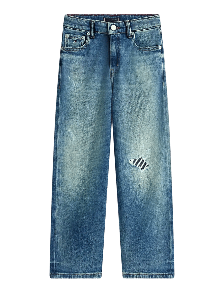 Tommy Hilfiger - BAGGY MID BLUE DESTRUCTION JEANS - loose jeans - destructions - 1