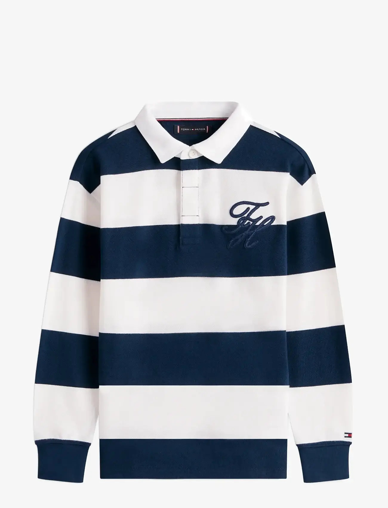Tommy Hilfiger - TH SCRIPT GRAPHIC RUGBY POLO LS - langärmelig poloshirt - dark night navy stripe - 1