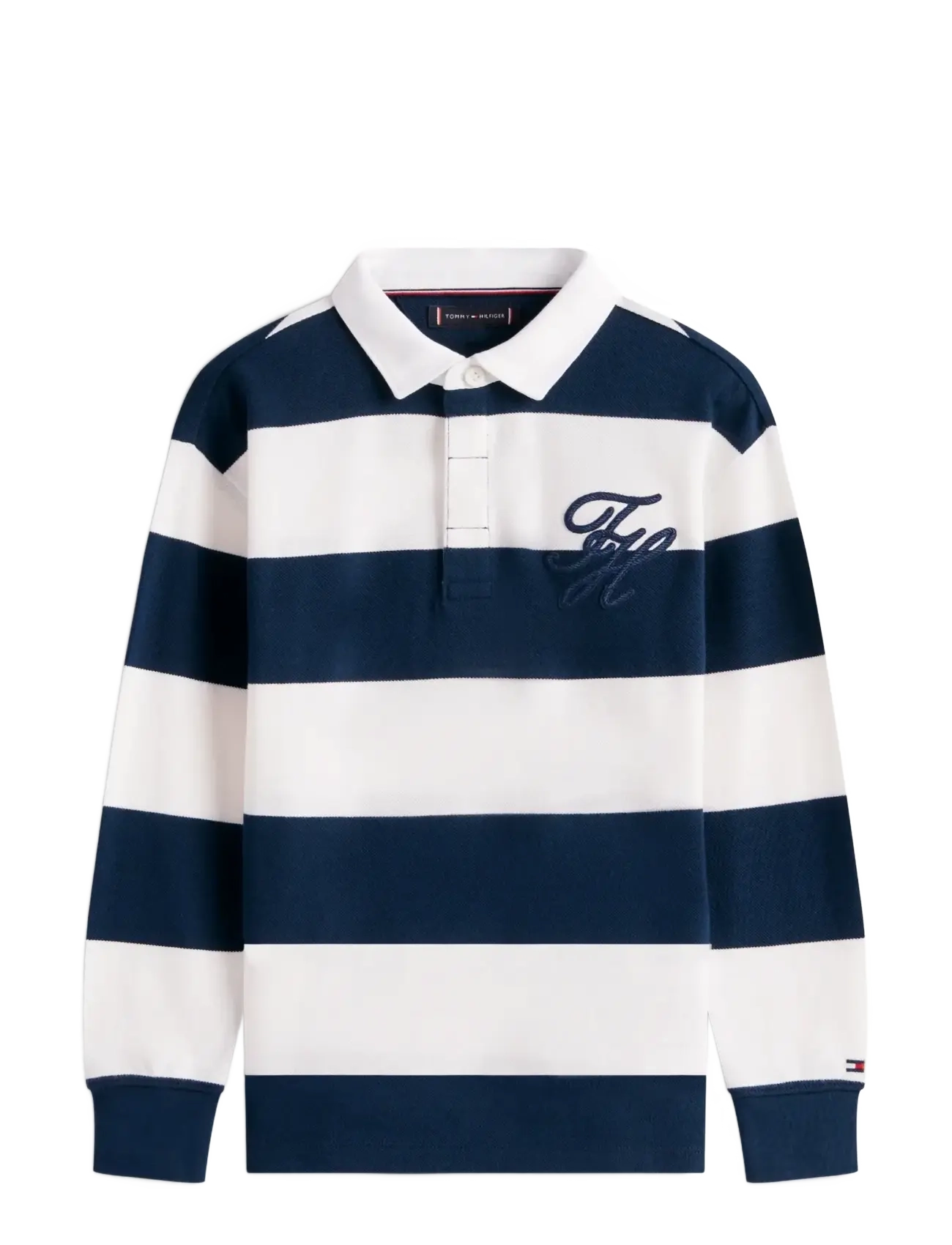 Tommy Hilfiger TH SCRIPT GRAPHIC RUGBY POLO LS - Overdele - DARK NIGHT NAVY STRIPE / navy