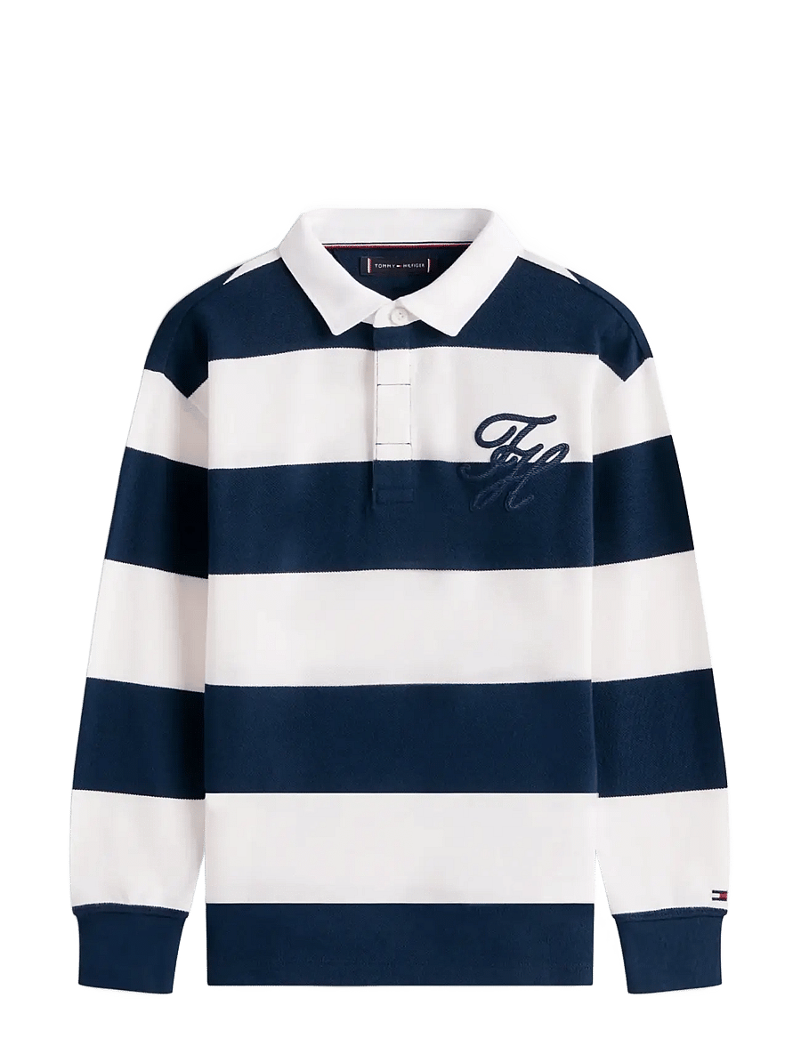 Tommy Hilfiger - TH SCRIPT GRAPHIC RUGBY POLO LS - polos à manches longues - dark night navy stripe - 1