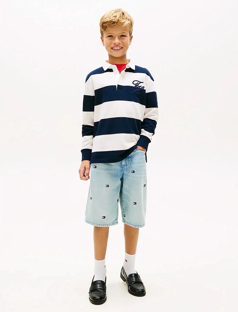 Tommy Hilfiger - TH SCRIPT GRAPHIC RUGBY POLO LS - langärmelig poloshirt - dark night navy stripe - 3