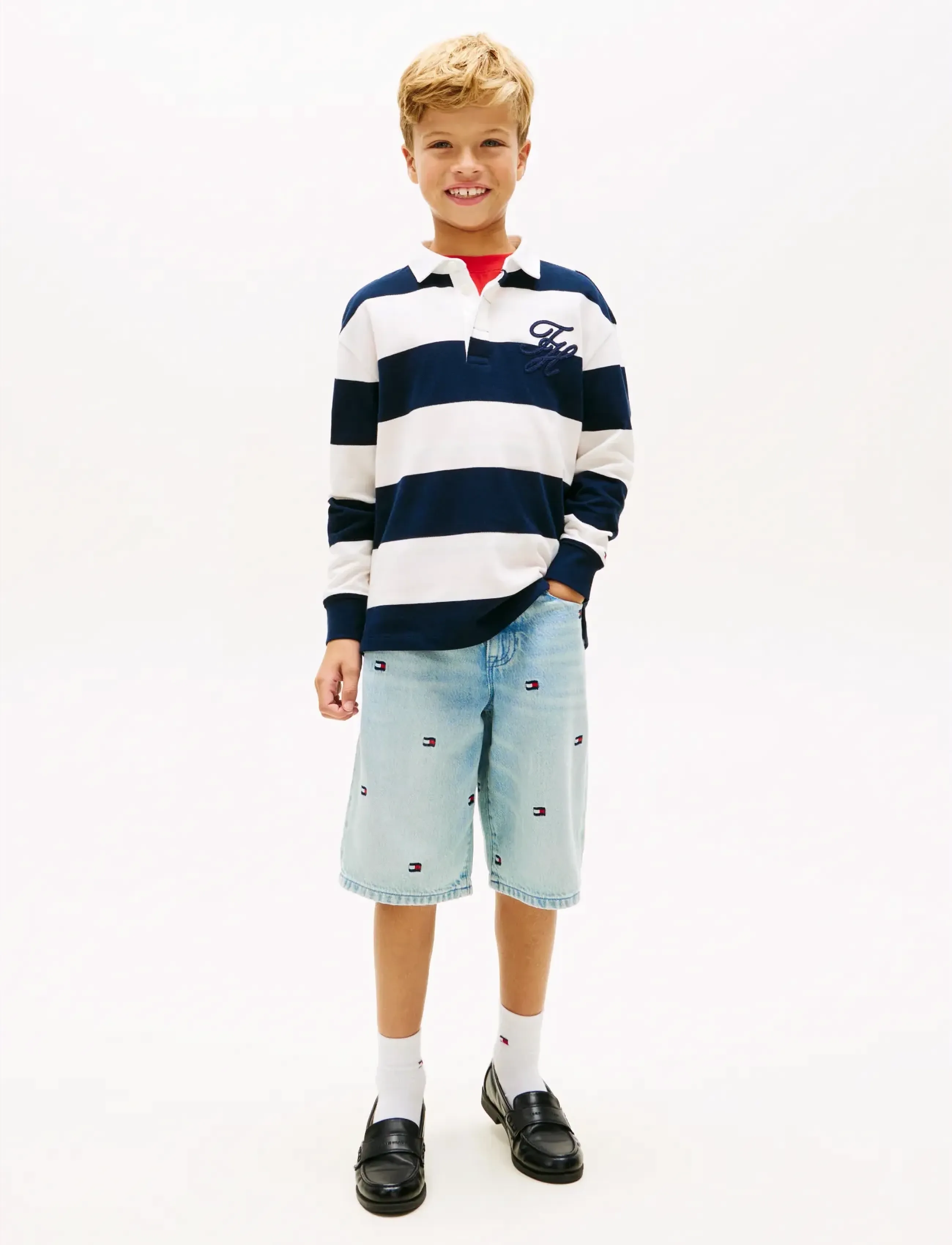 Tommy Hilfiger - TH SCRIPT GRAPHIC RUGBY POLO LS - polos à manches longues - dark night navy stripe - 3