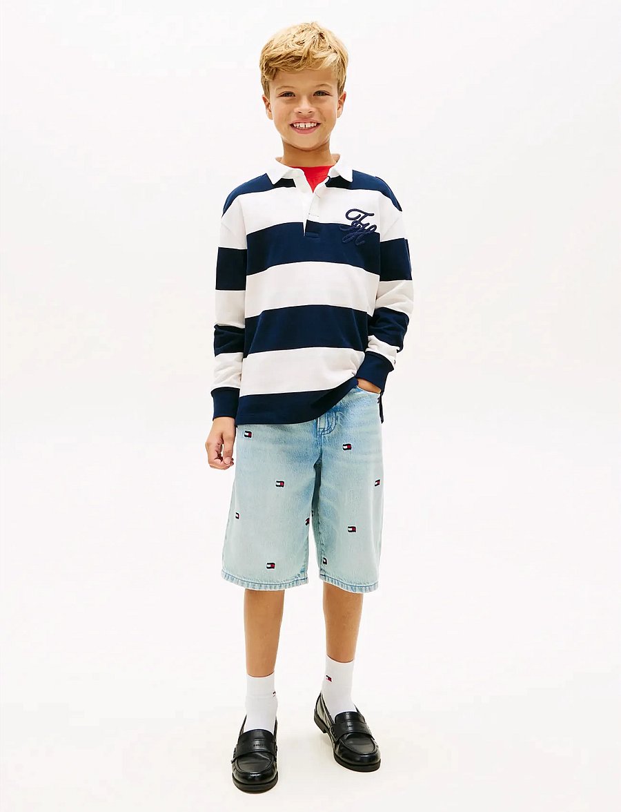 Tommy Hilfiger - TH SCRIPT GRAPHIC RUGBY POLO LS - polos à manches longues - dark night navy stripe - 3