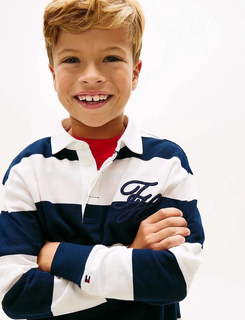 Tommy Hilfiger - TH SCRIPT GRAPHIC RUGBY POLO LS - langärmelig poloshirt - dark night navy stripe - 4