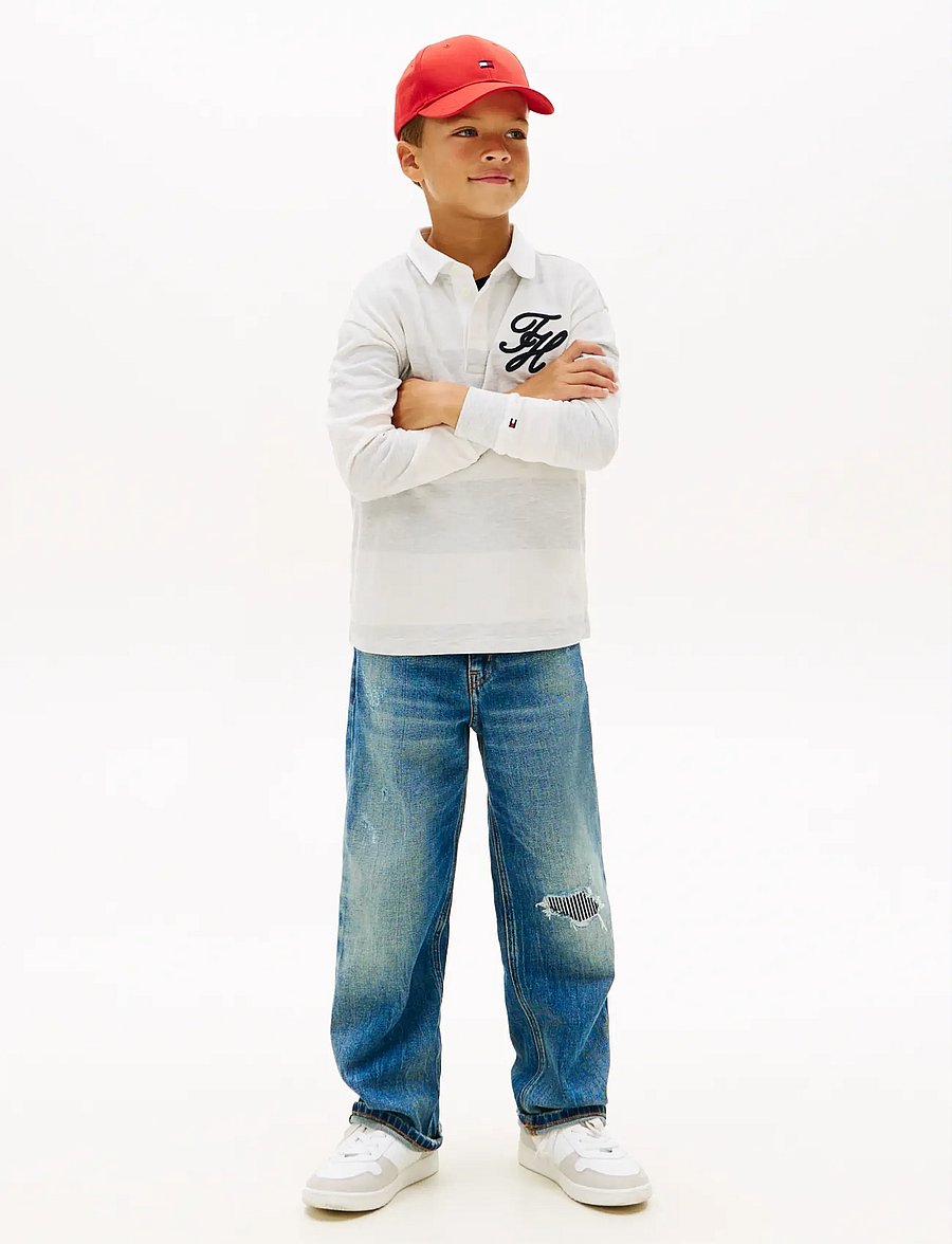 Tommy Hilfiger - TH SCRIPT GRAPHIC RUGBY POLO LS - langärmelig poloshirt - light grey htr stripe - 3